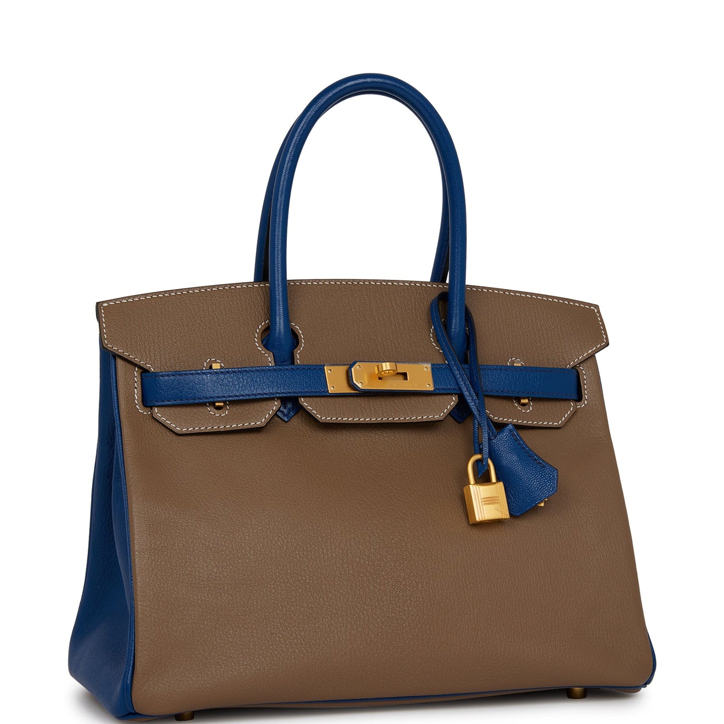 Hermes Special Order Hss Birkin Etoupe And Bleu Gold Travel Bag