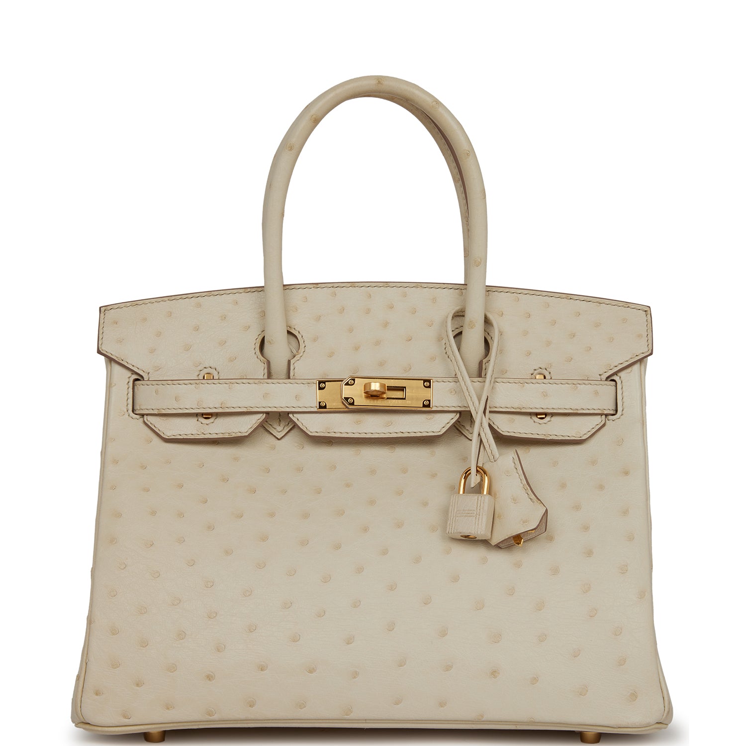 Hermes Birkin Beton Ostrich Hardware Handbag Gold Travel Bag