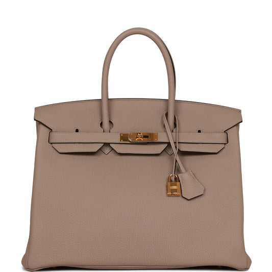 Hermes Birkin Gris Tourterelle Togo Hardware Handbag Gold Travel Bag