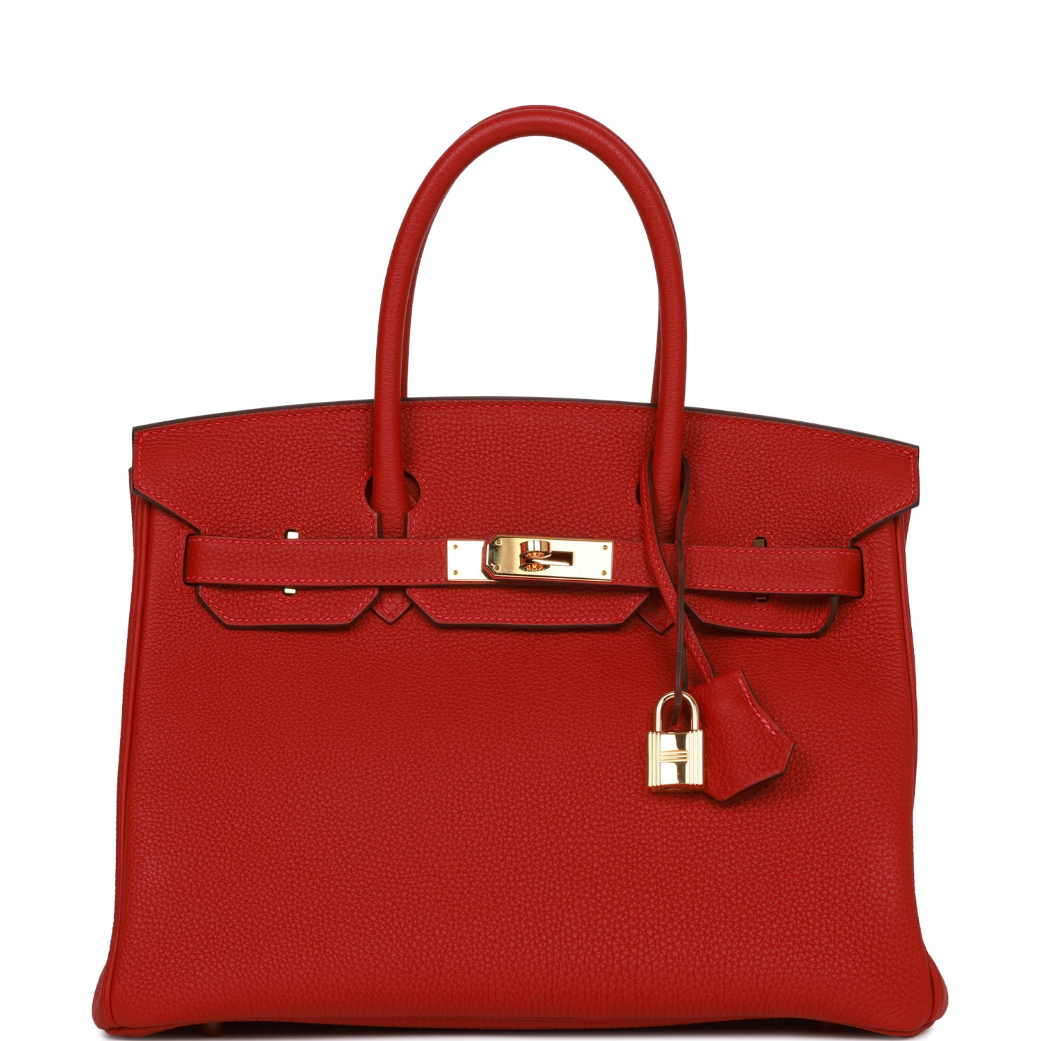 Hermes Birkin Rouge Vif Togo Hardware Handbag Gold Travel Bag