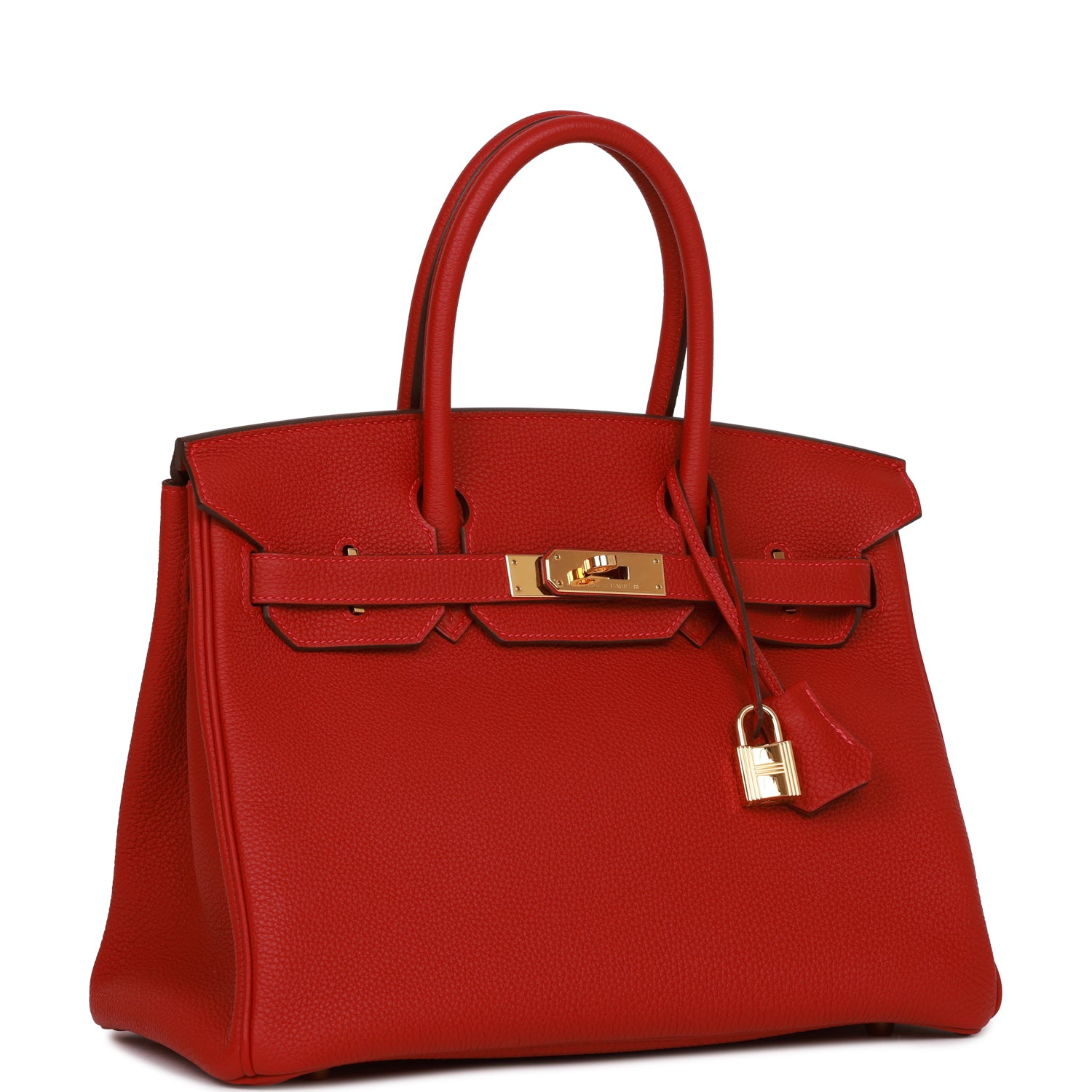 Hermes Birkin Rouge Vif Togo Hardware Handbag Gold Travel Bag