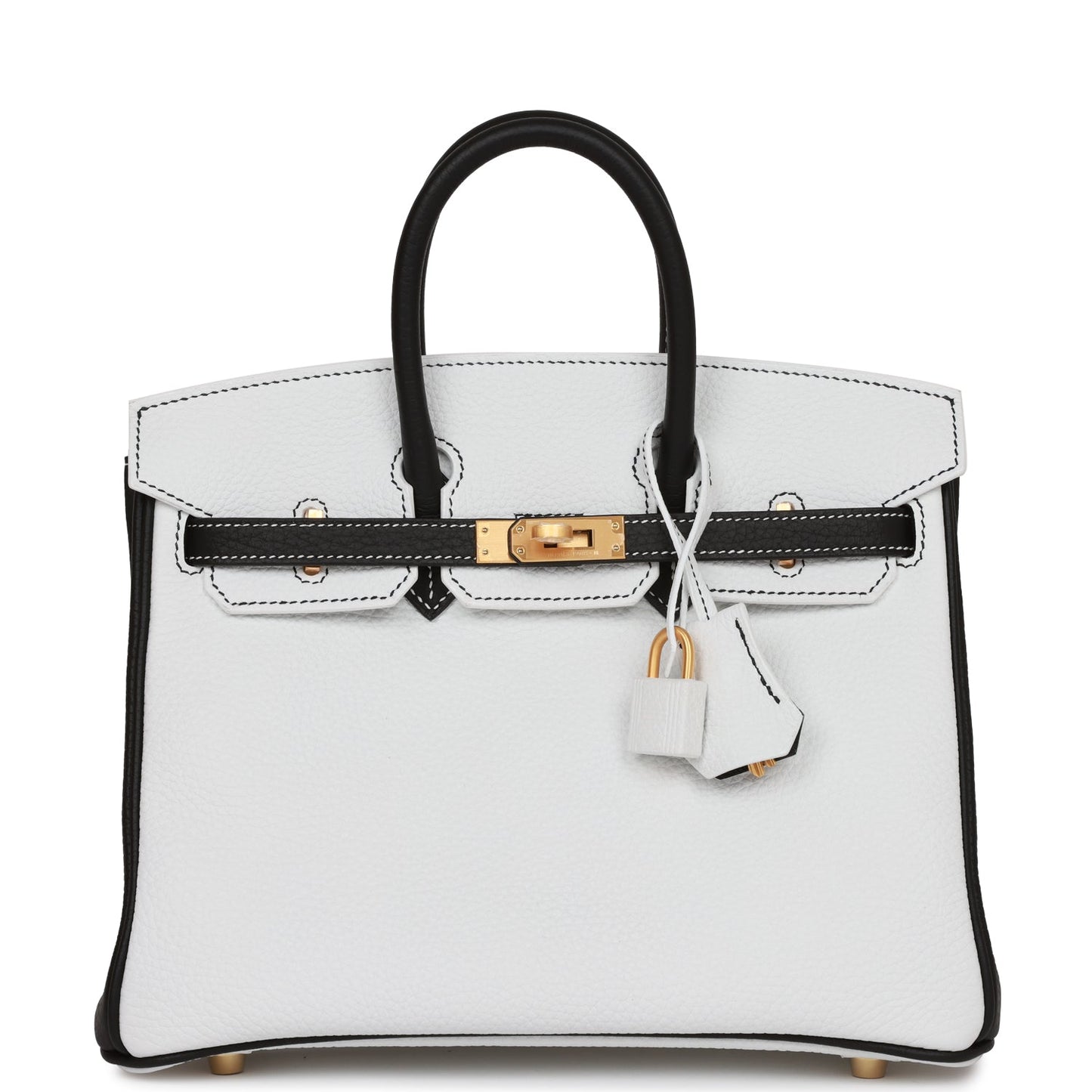 Hermes Special Order Hss Birkin And Clemence Brushed Black White Travel Bag Gold Hardware