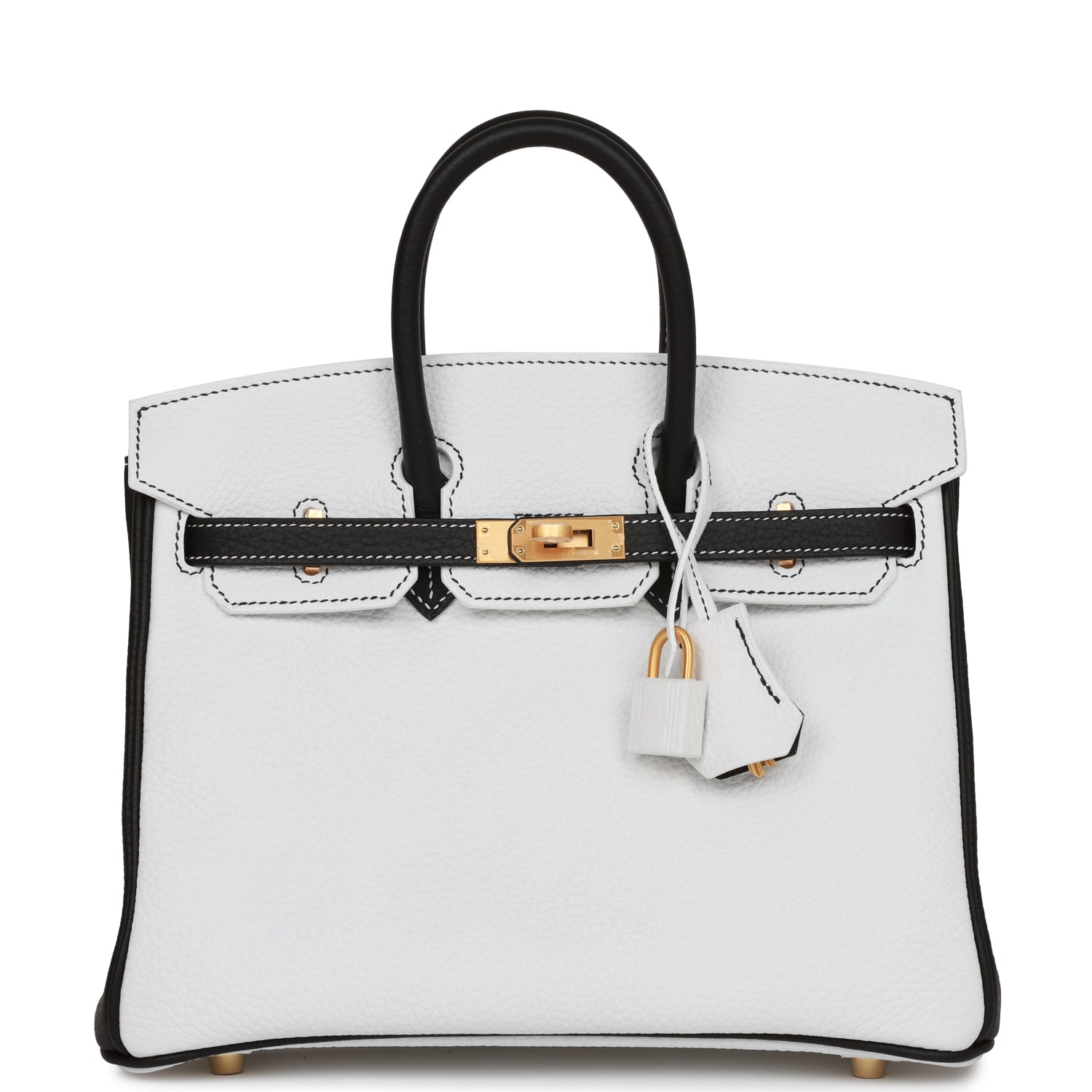 Hermes Special Order Hss Birkin And Clemence Brushed Black White Travel Bag Gold Hardware