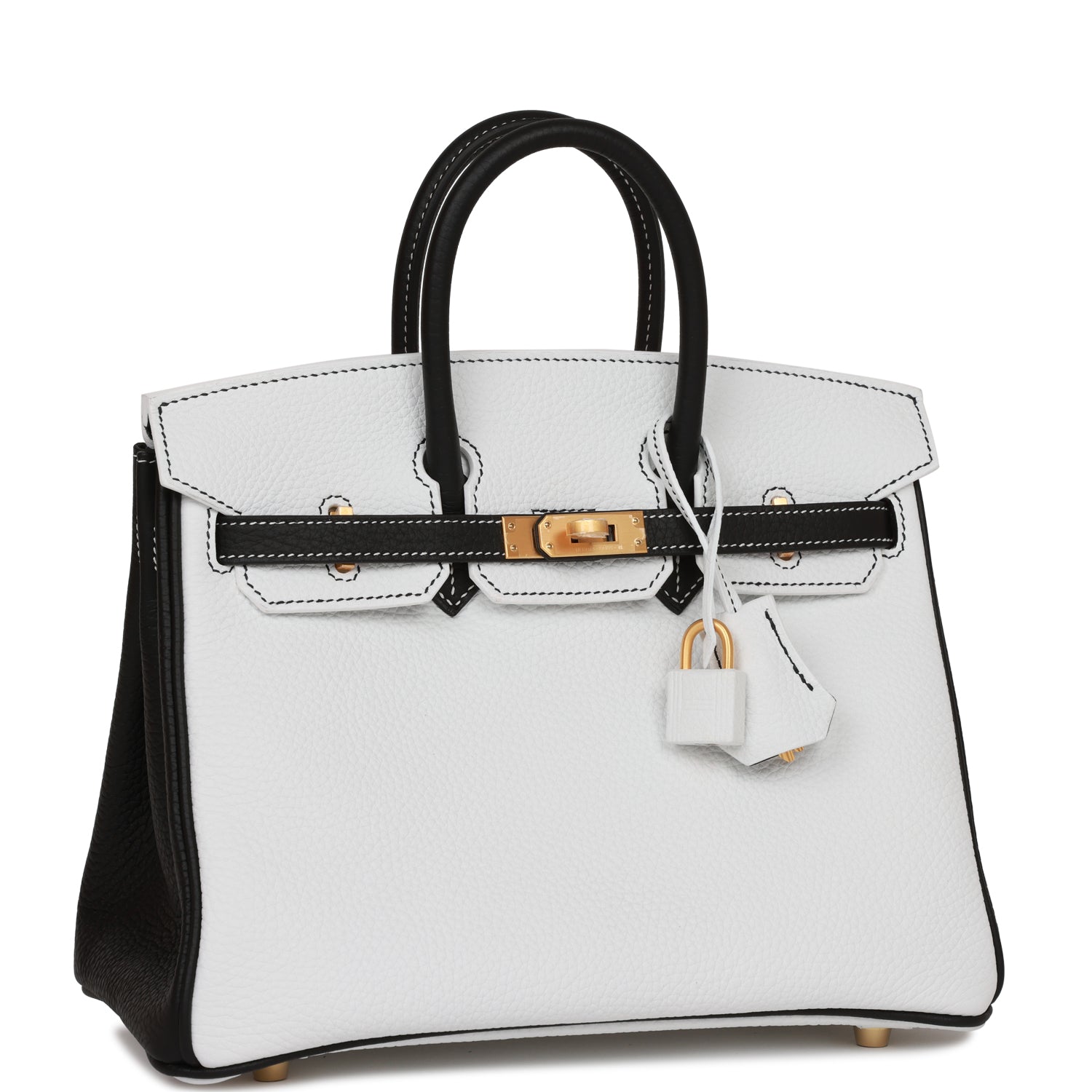 Hermes Special Order Hss Birkin And Clemence Brushed Black White Travel Bag Gold Hardware