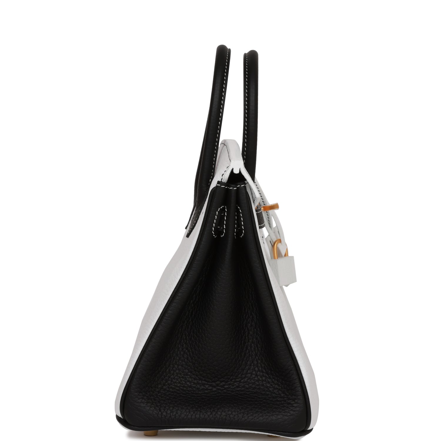 Hermes Special Order Hss Birkin And Clemence Brushed Black White Travel Bag Gold Hardware