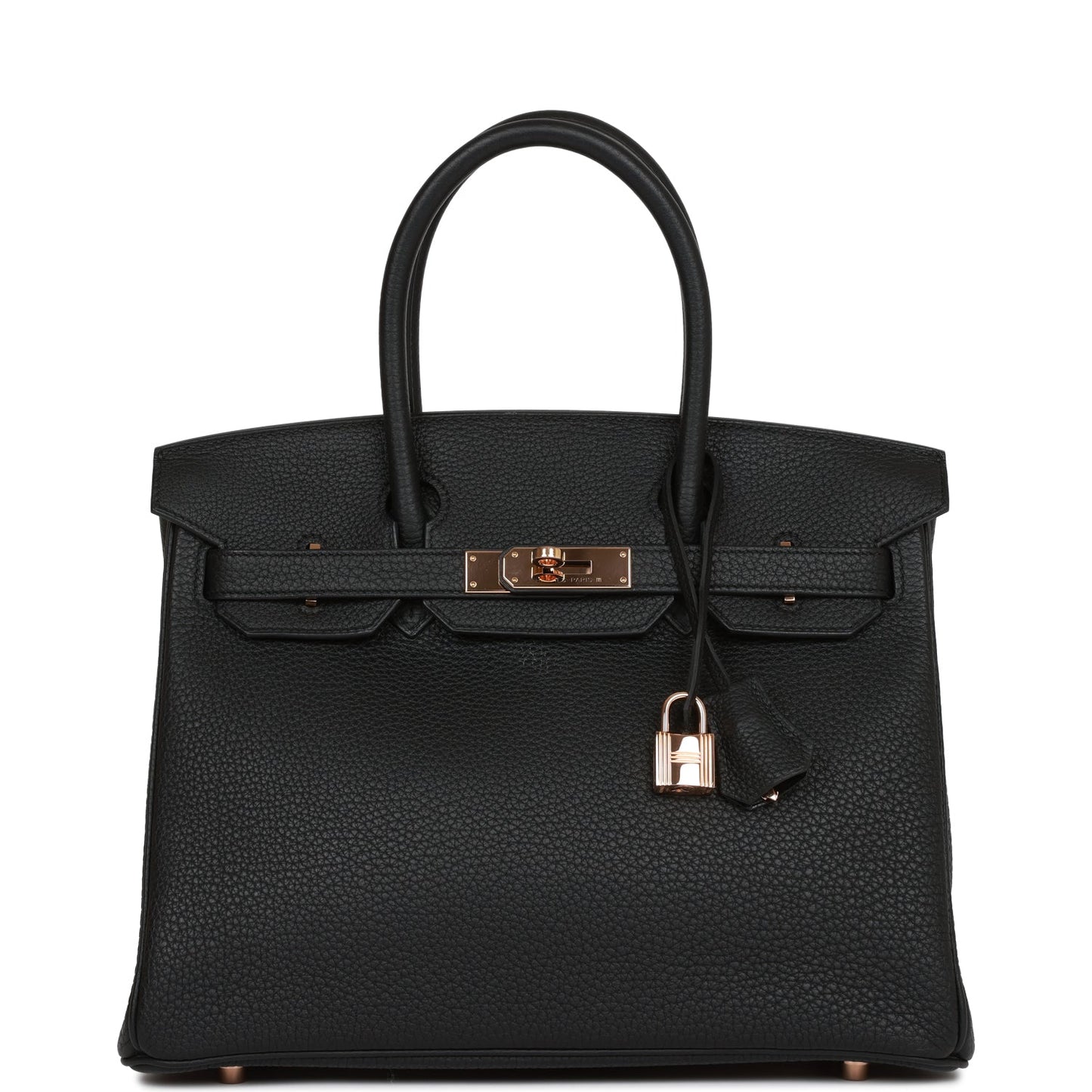 Hermes Birkin Togo Rose Hardware Handbag Black Gold Travel Bag Gold Hardware