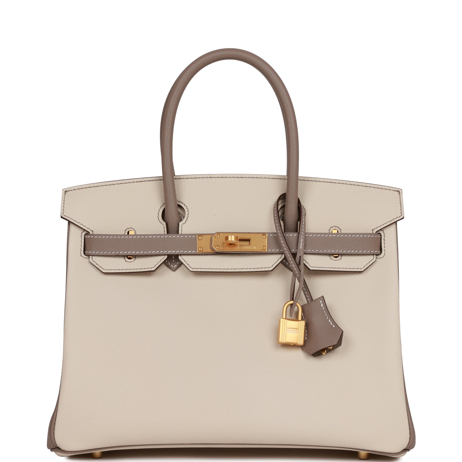 Hermes Special Order Hss Birkin Craie And Gris Asphalte Gold Travel Bag