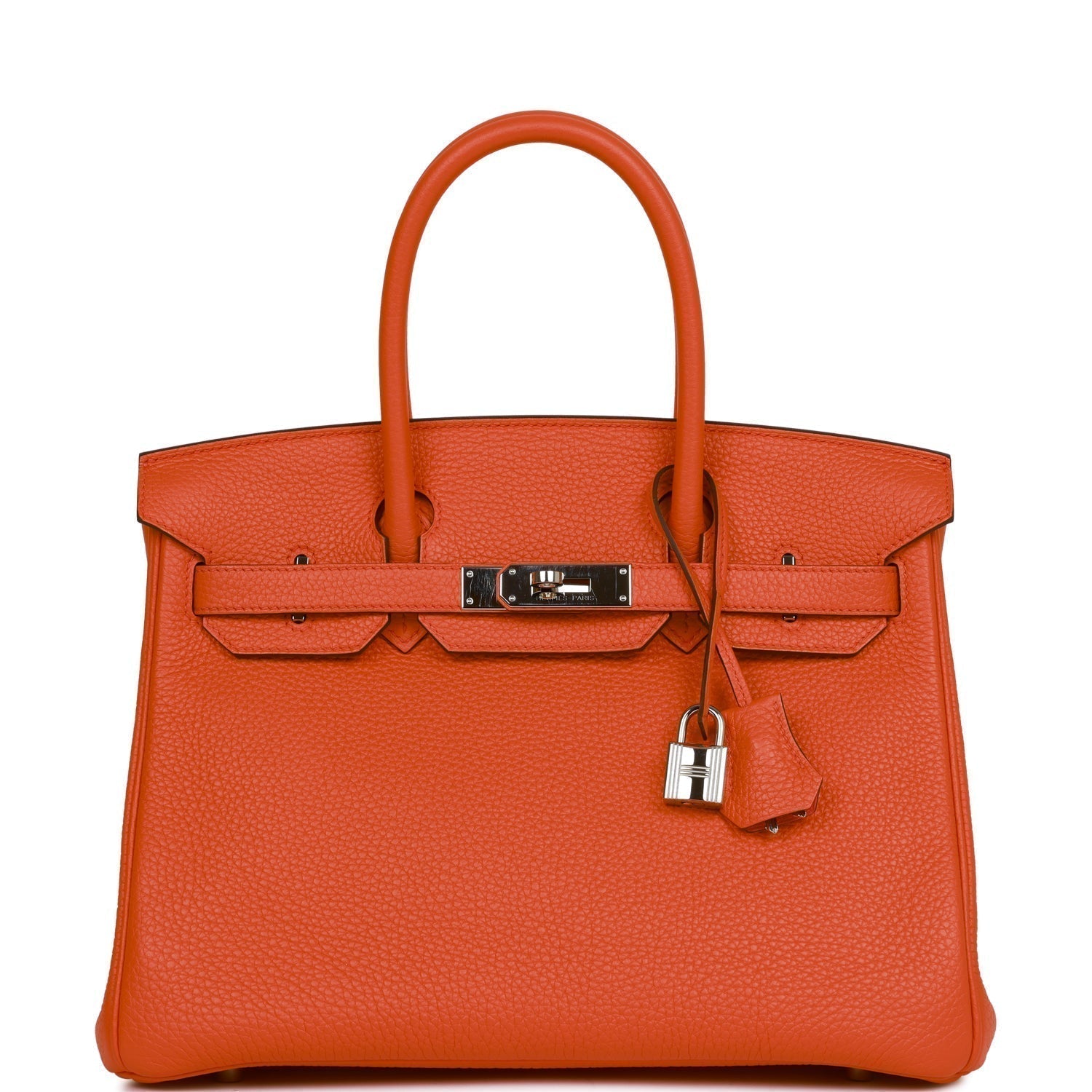Hermes Birkin Orange Poppy Verso Clemence Palladium Hardware Travel Bag