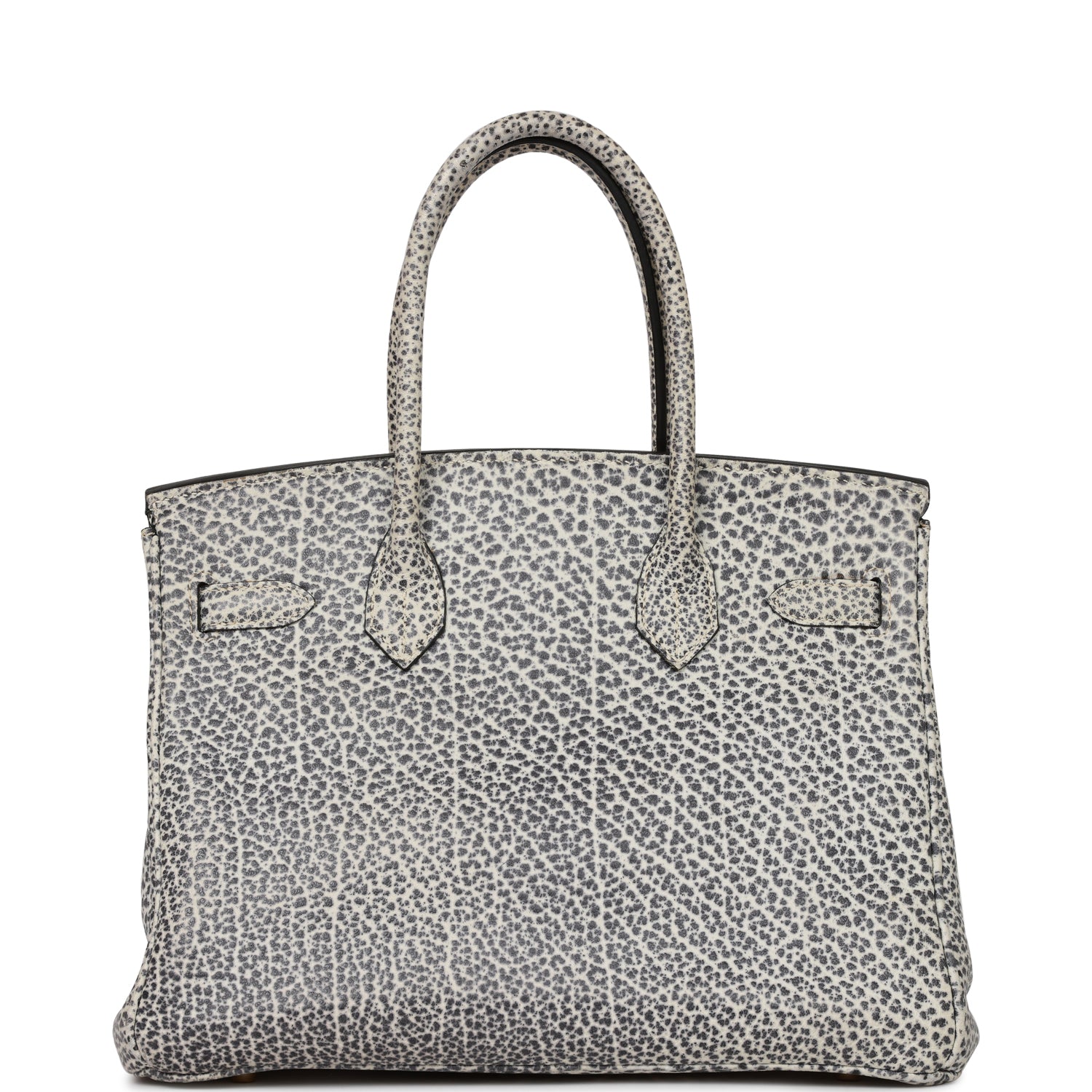 Hermes Birkin Dalmatian Buffalo Hardware Handbag White Gold Travel Bag