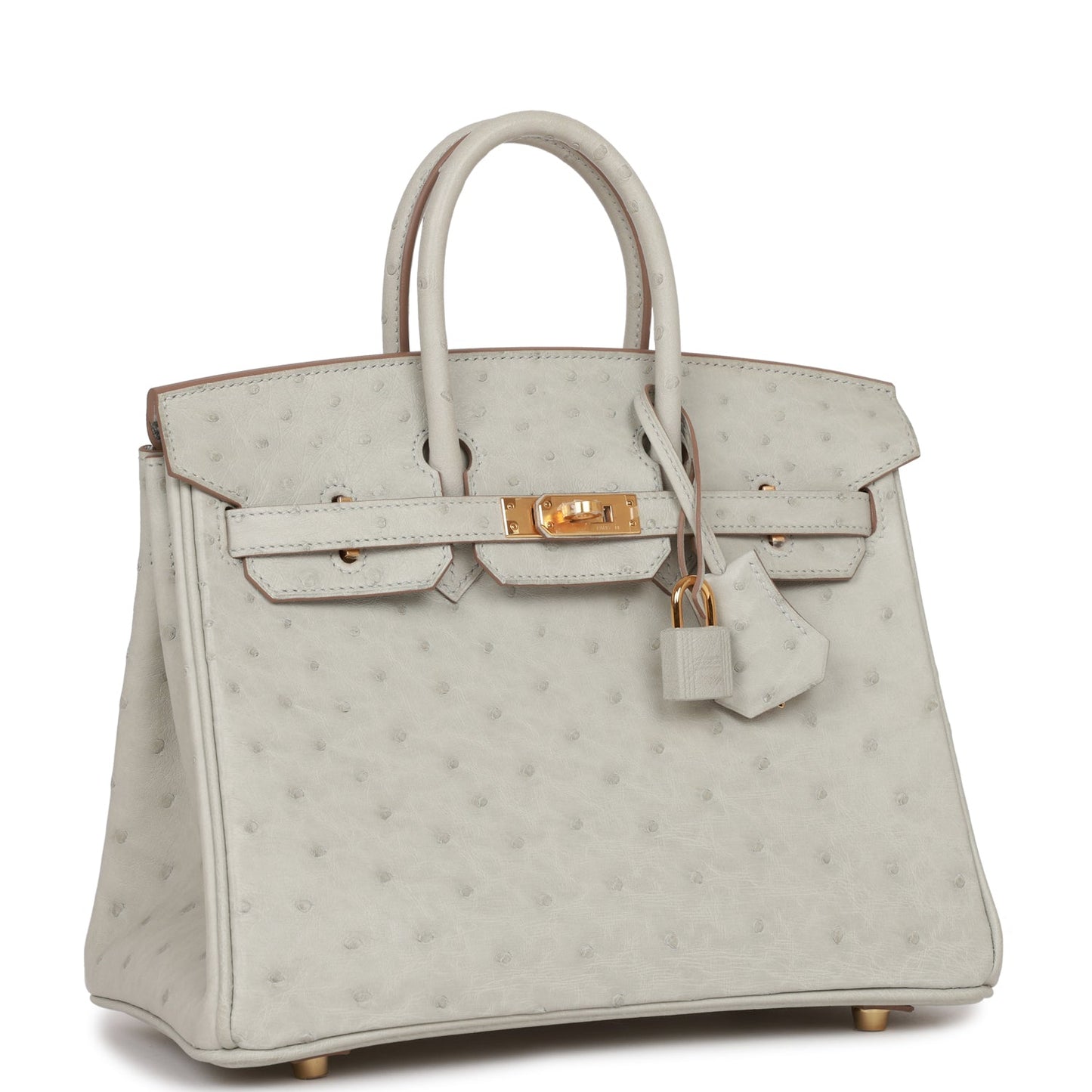 Hermes Birkin Gris Perle Ostrich Hardware Handbag Gold Travel Bag