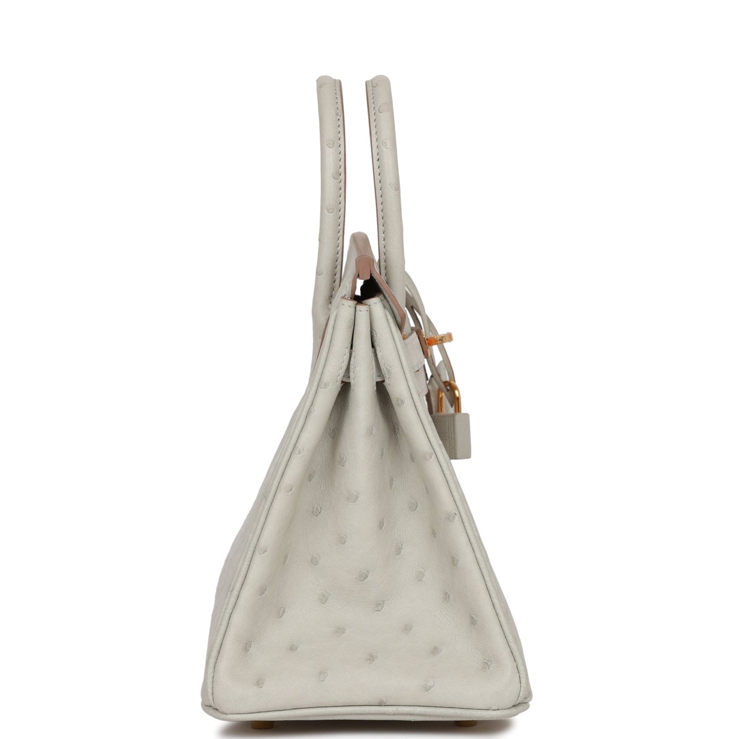 Hermes Birkin Gris Perle Ostrich Hardware Handbag Gold Travel Bag