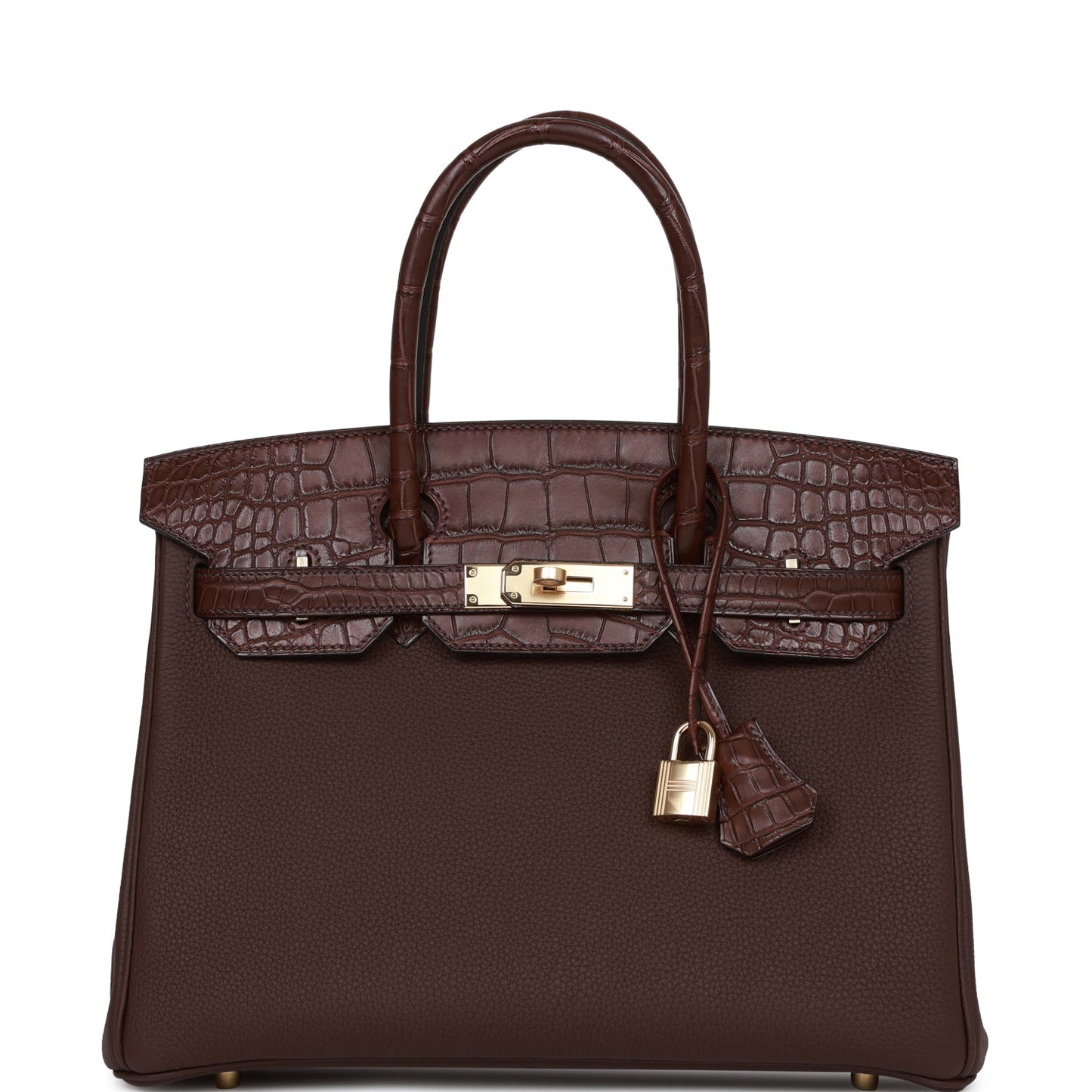 Hermes Birkin Rouge Sellier Matte Alligator And Togo Gold Travel Bag
