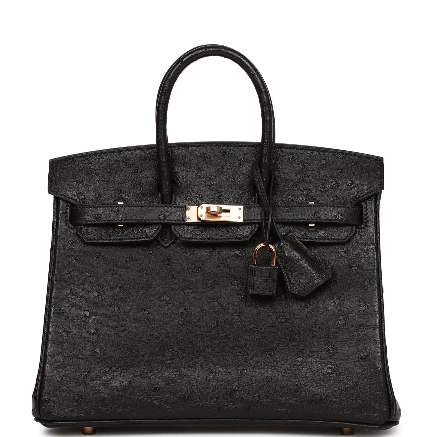 Hermes Birkin Ostrich Rose Hardware Handbag Black Gold Travel Bag Hardware 2