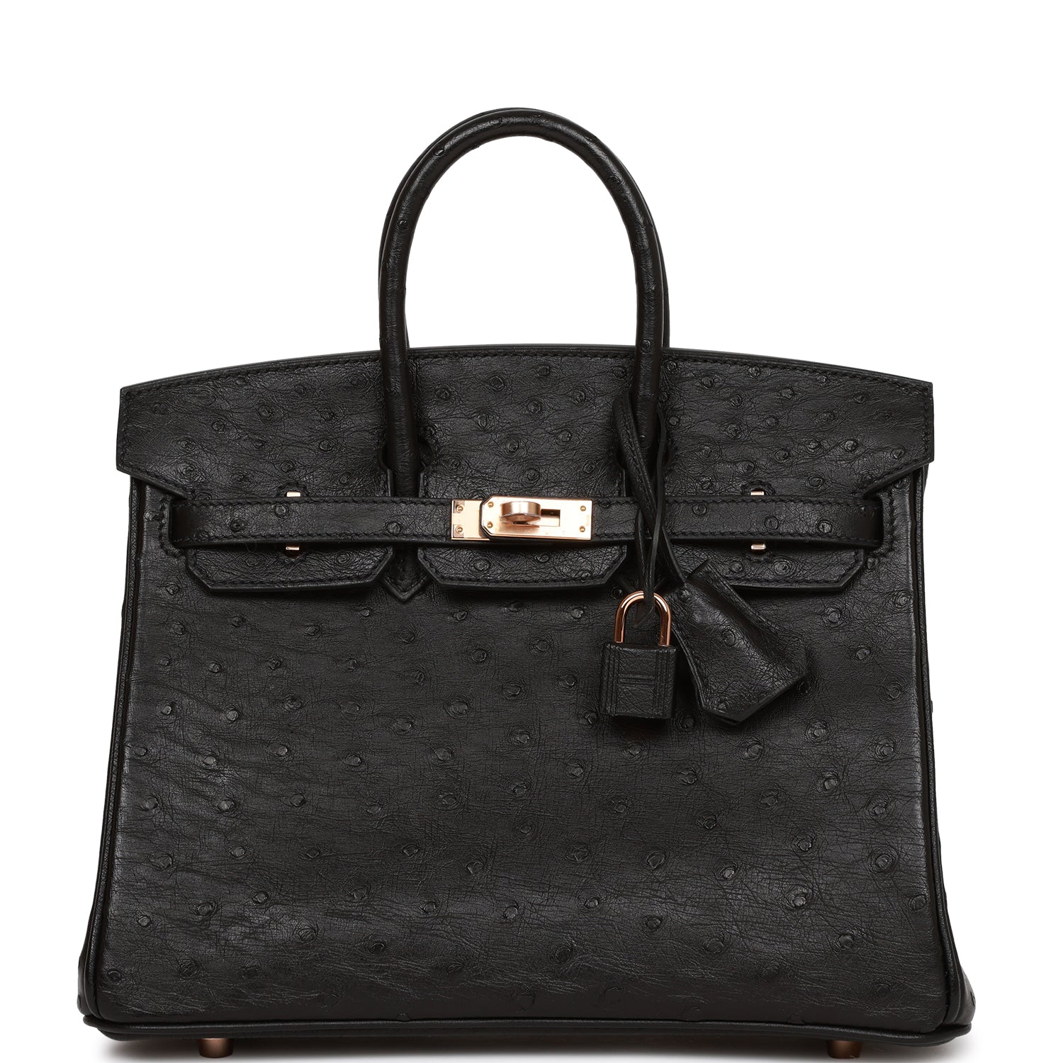 Hermes Birkin Ostrich Rose Hardware Handbag Black Gold Travel Bag Hardware 2