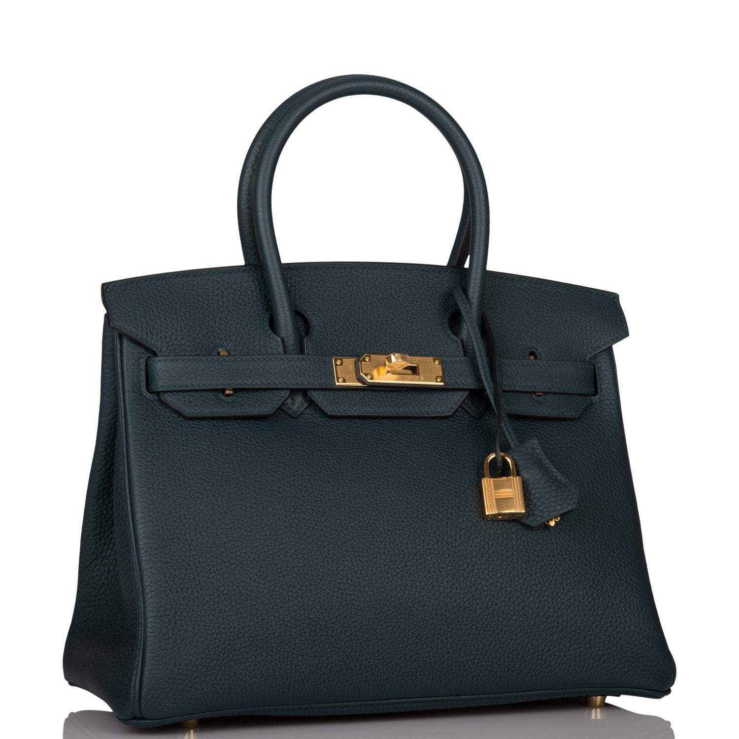 Hermes Birkin Vert Cypress Clemence Hardware Handbag Gold Travel Bag