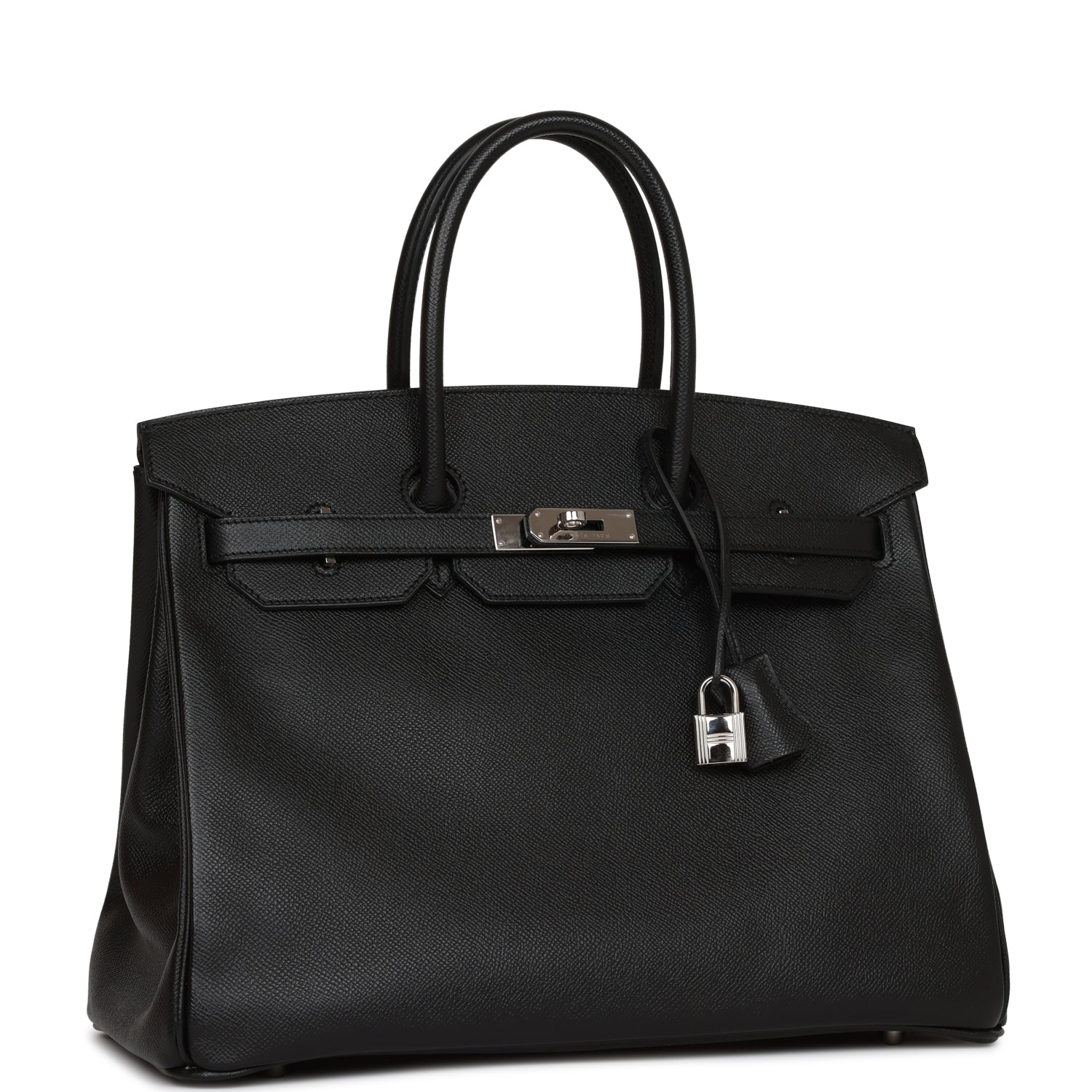 Hermes Birkin Epsom Palladium Hardware Handbag Black Travel Bag