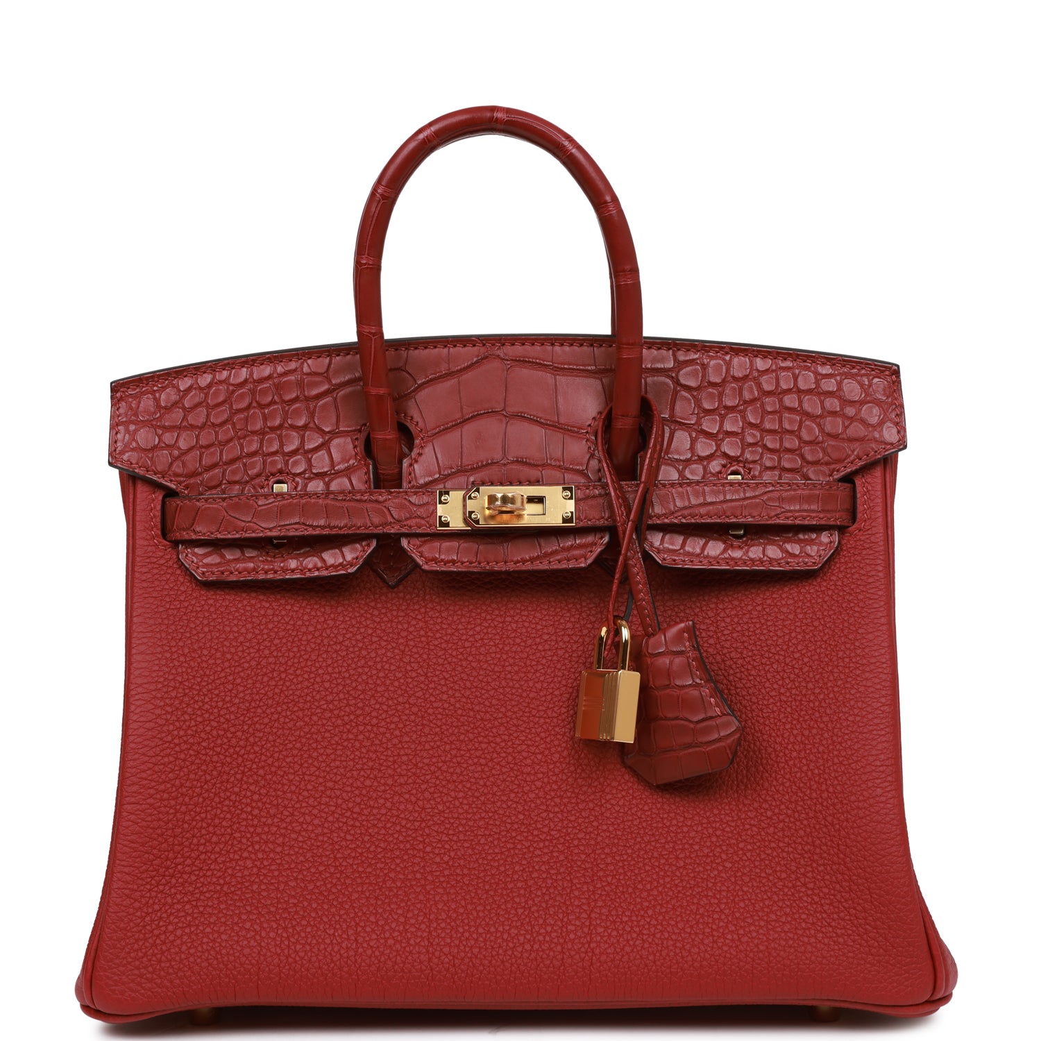 Hermes Birkin Rouge Grenat Matte Alligator And Togo Gold Travel Bag