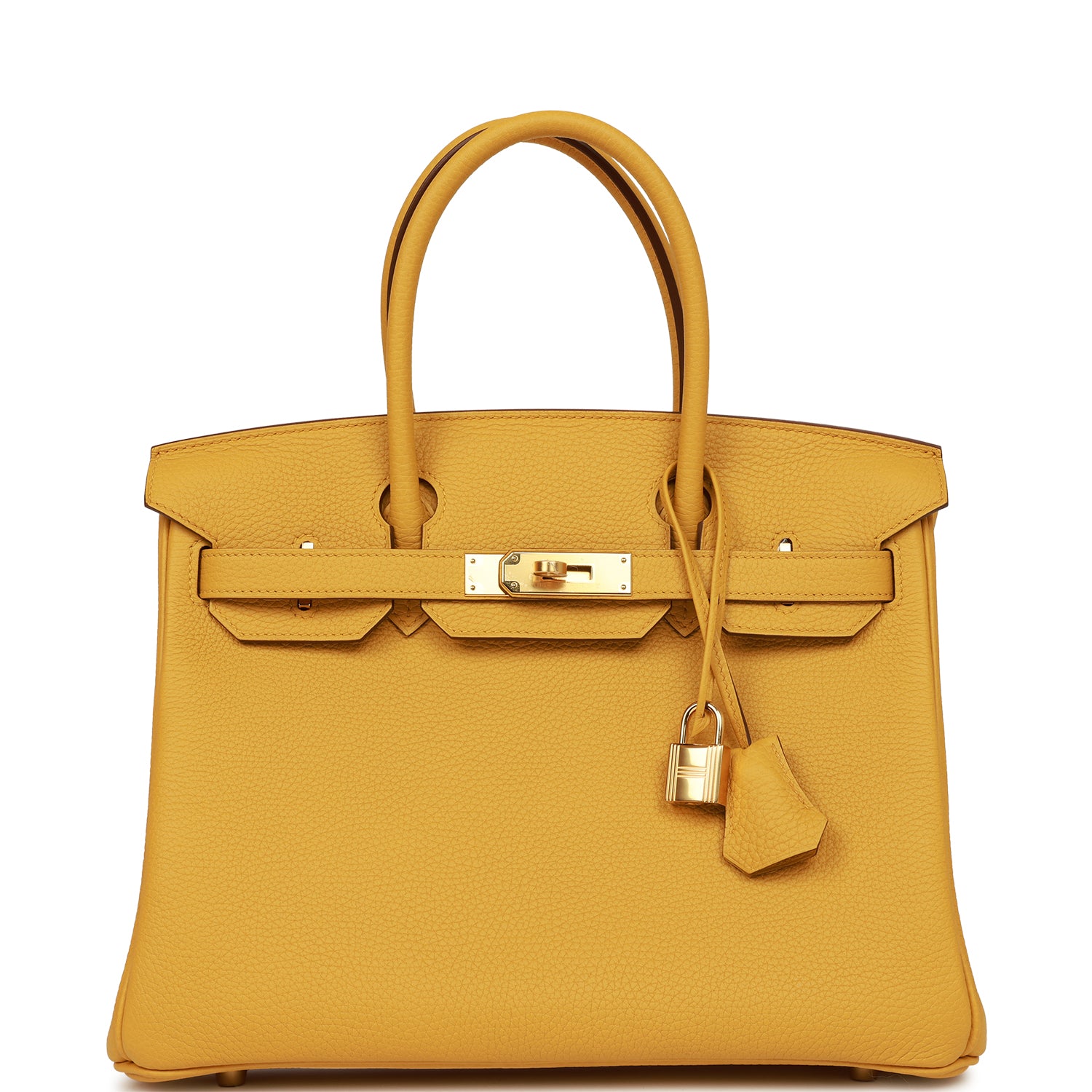 Hermes Birkin Jaune Ambre Clemence Hardware Handbag Gold Travel Bag