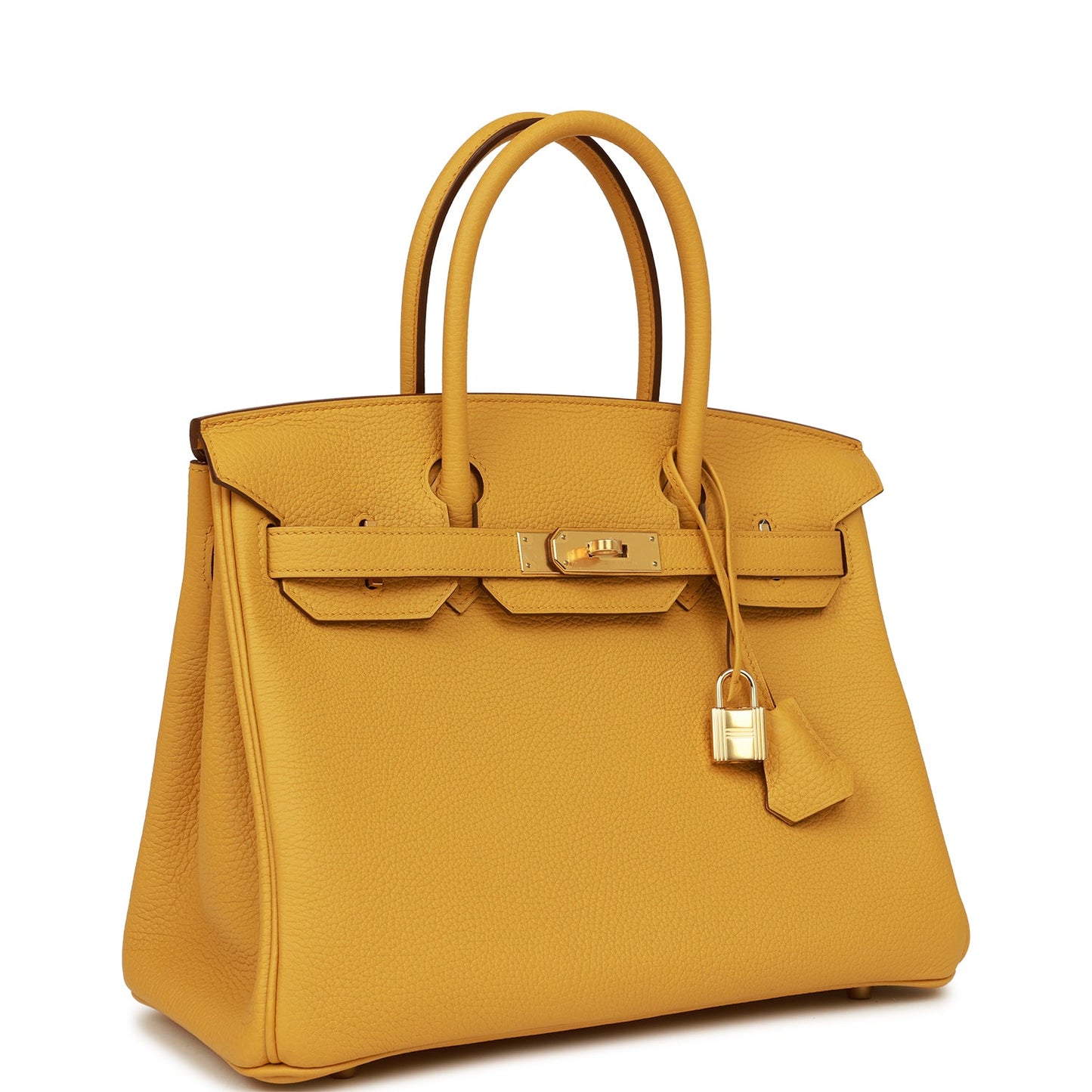 Hermes Birkin Jaune Ambre Clemence Hardware Handbag Gold Travel Bag