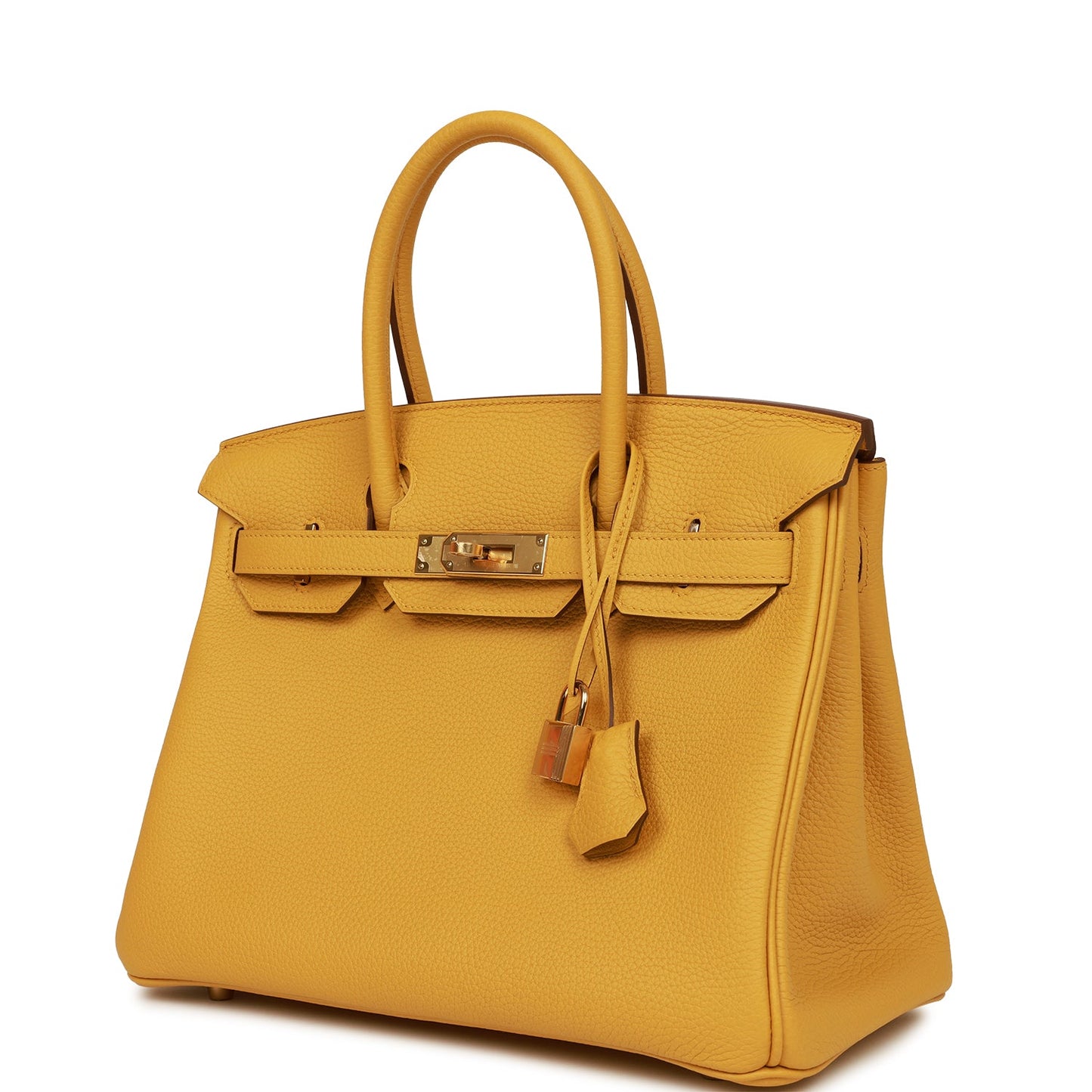 Hermes Birkin Jaune Ambre Clemence Hardware Handbag Gold Travel Bag