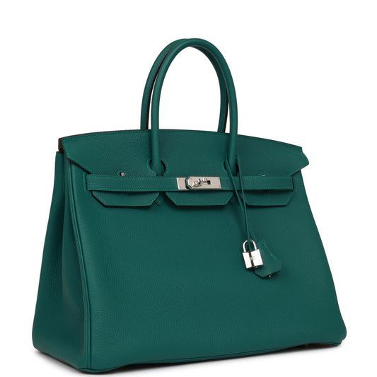 Hermes Birkin Malachite Togo Palladium Hardware Handbag Travel Bag