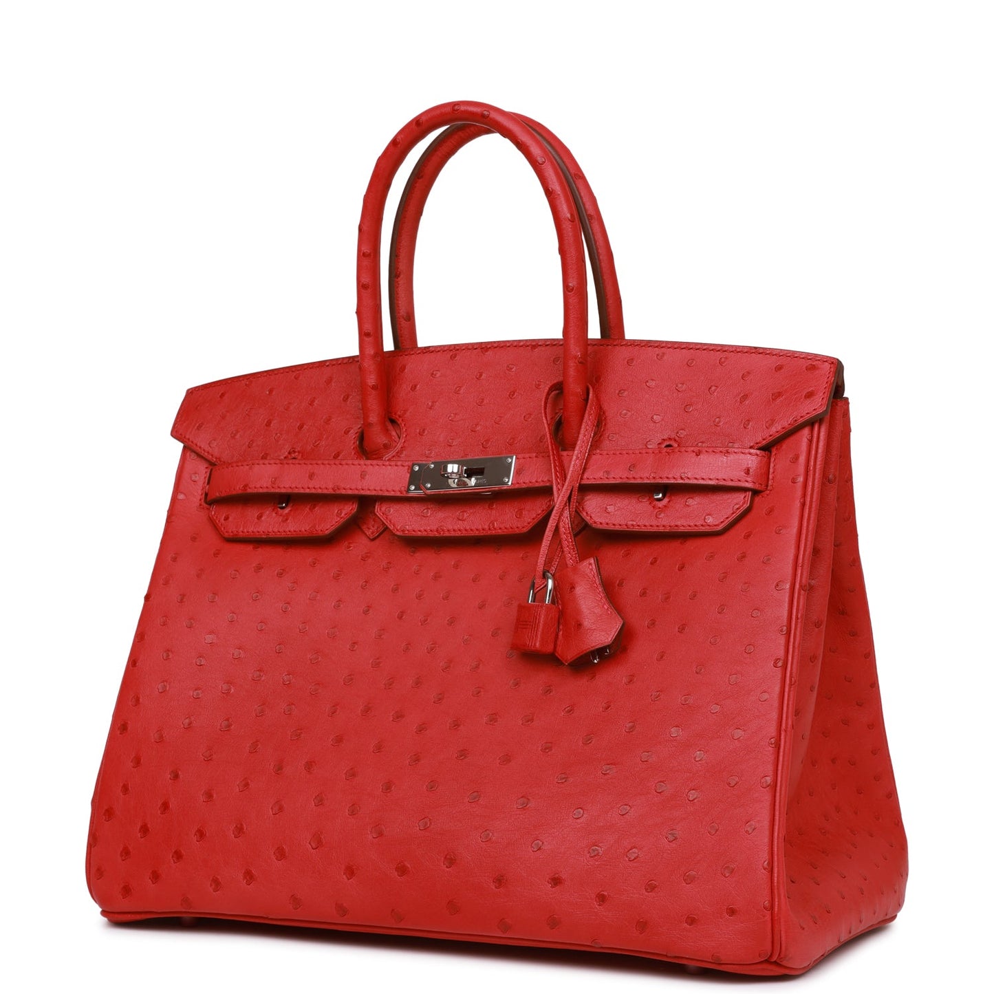 Hermes Birkin Rouge Vif Ostrich Palladium Hardware Handbag Travel Bag