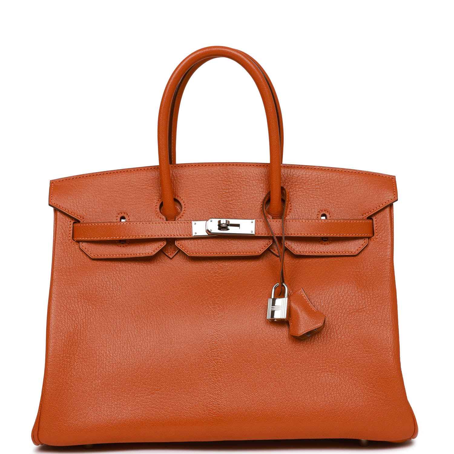 Hermes Birkin Potiron Chevre Palladium Hardware Deposit Handbag Travel Bag