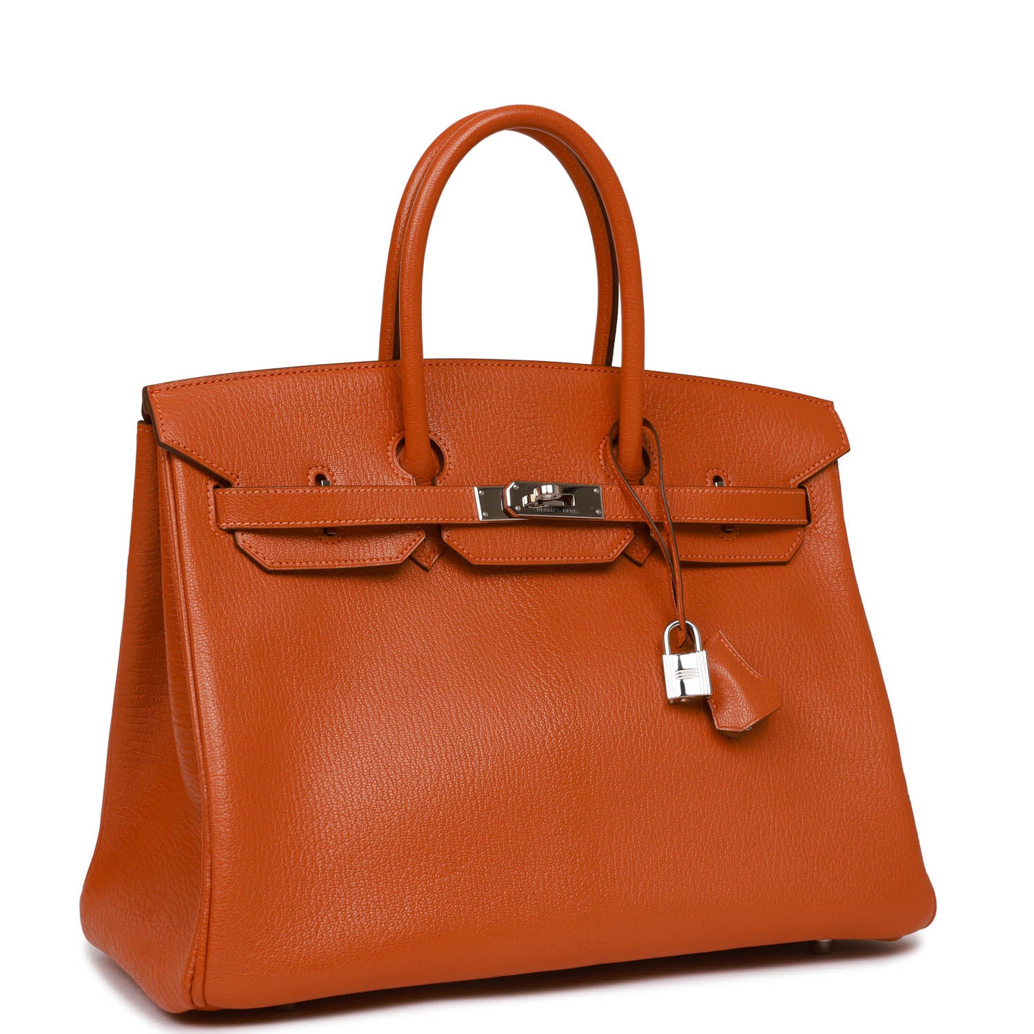 Hermes Birkin Potiron Chevre Palladium Hardware Deposit Handbag Travel Bag