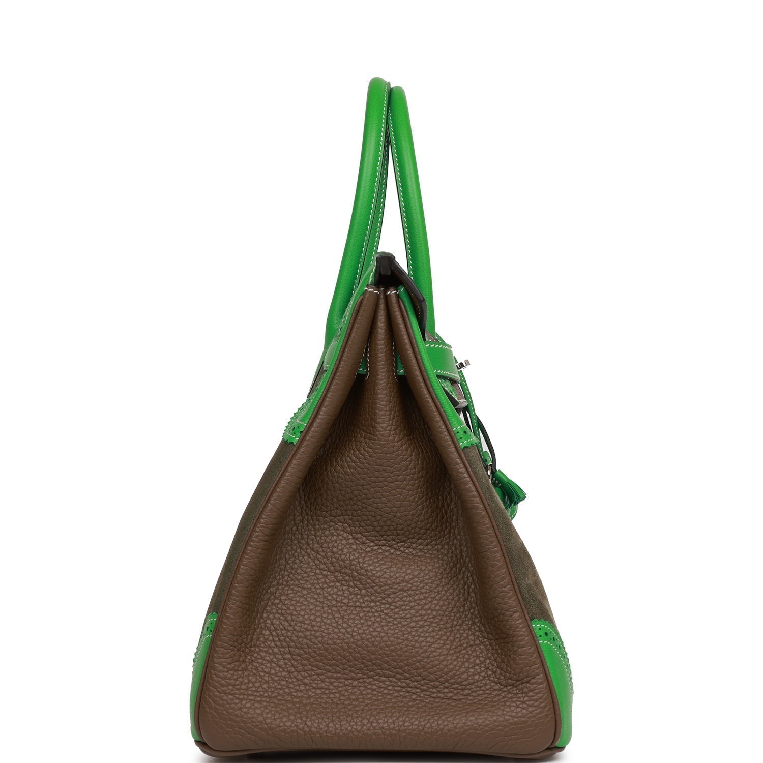 Hermes Grizzly Ghillies Birkin Vert De Gris Bambou Travel Bag