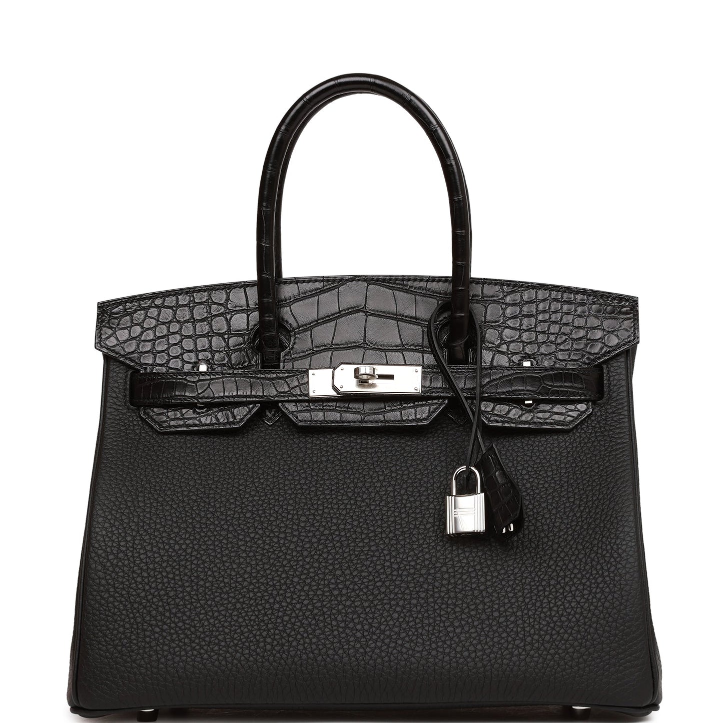 Hermes Birkin Matte Alligator And Togo Touch Palladium Black Travel Bag Palladium Hardware