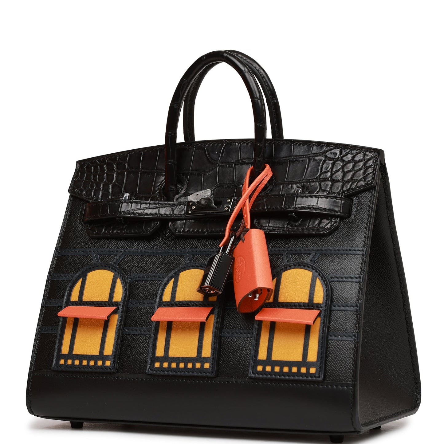 Hermes Sac Faubourg Birkin So Matte Alligator Hardware Black Travel Bag Hardware 1
