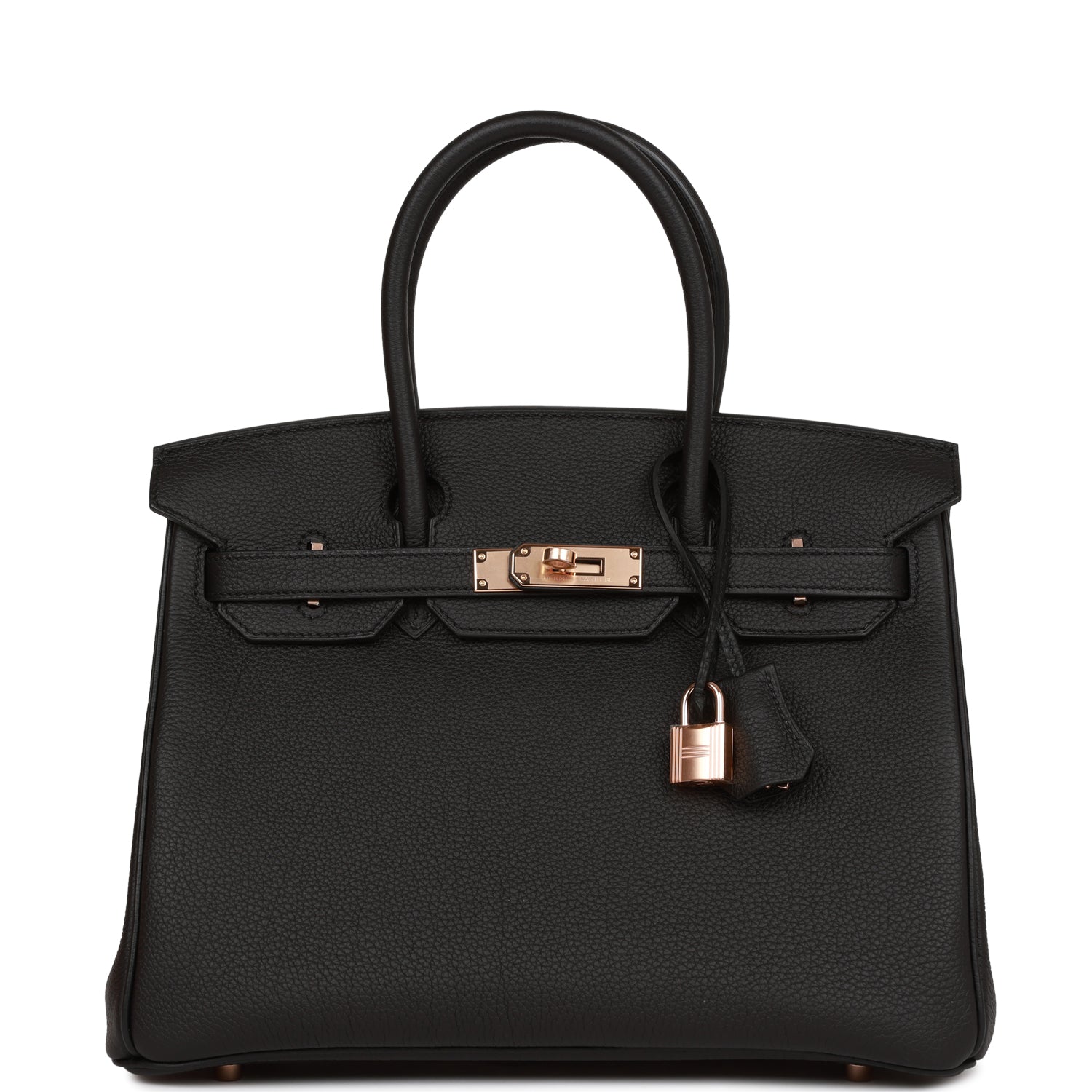 Hermes Birkin Togo Rose Hardware Handbag Black Gold Travel Bag Hardware 6