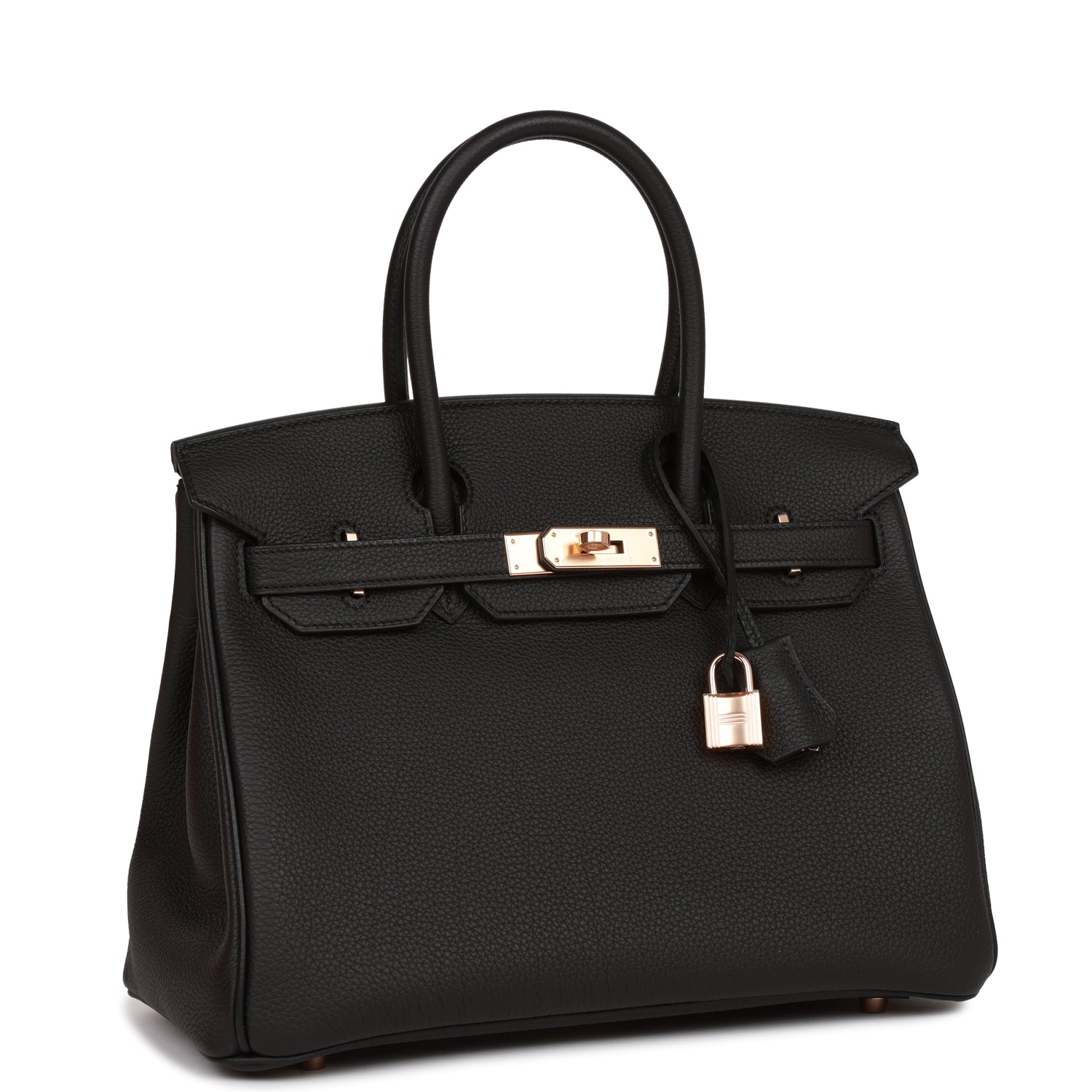 Hermes Birkin Togo Rose Hardware Handbag Black Gold Travel Bag Hardware 6