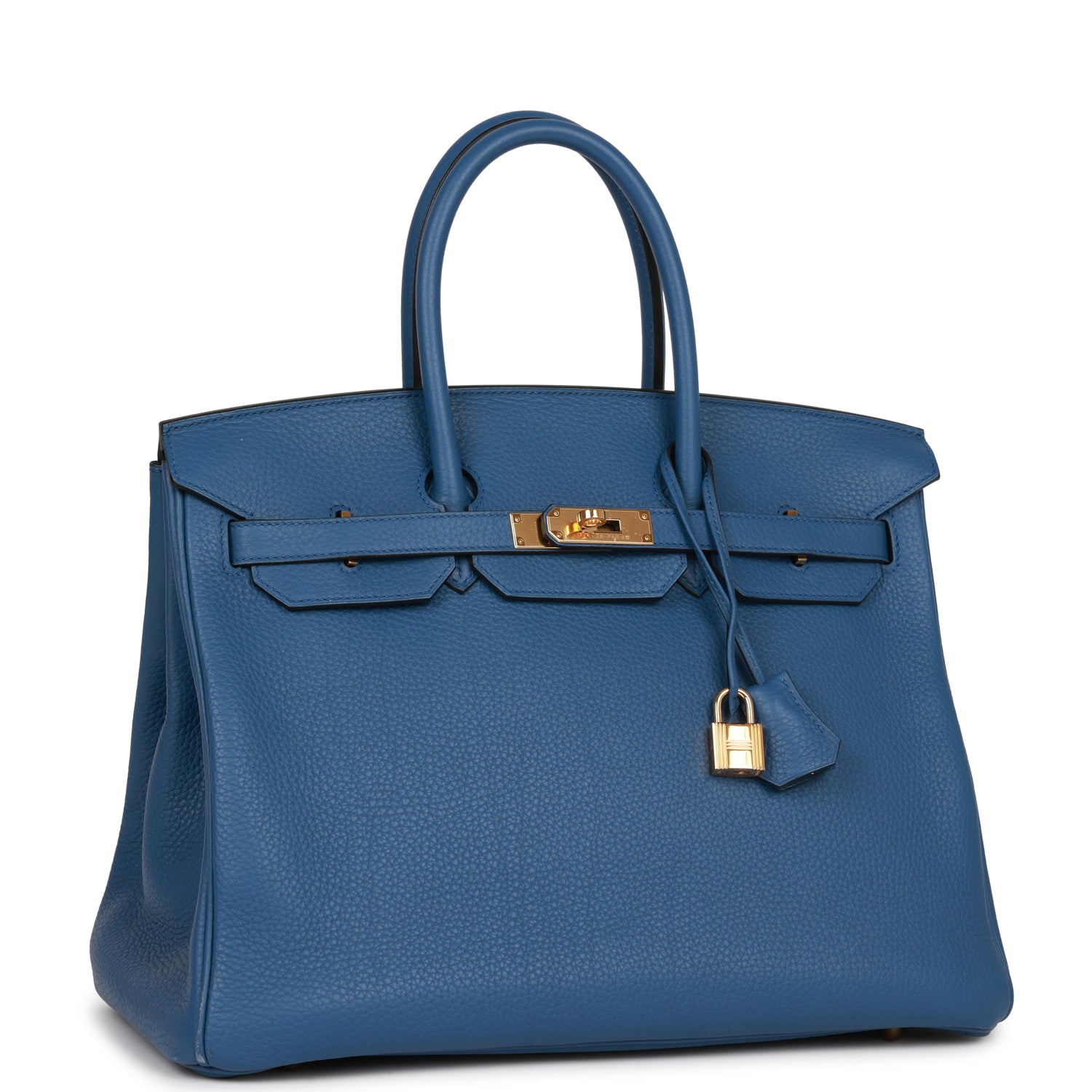 Hermes Birkin Bleu Agate Togo Hardware Handbag Gold Travel Bag