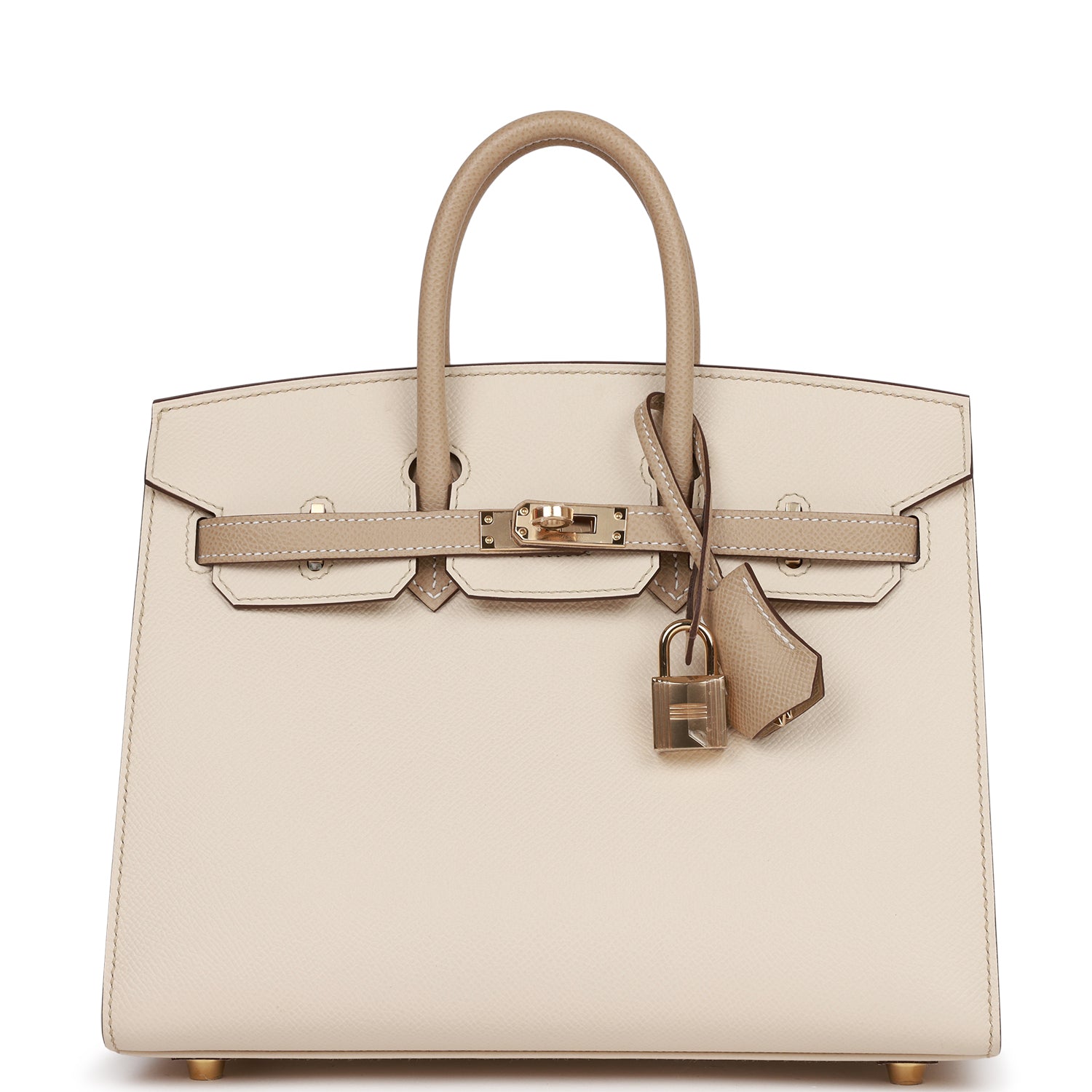 Hermes Birkin Sellier Craie And Trench Epsom Permabrass Travel Bag
