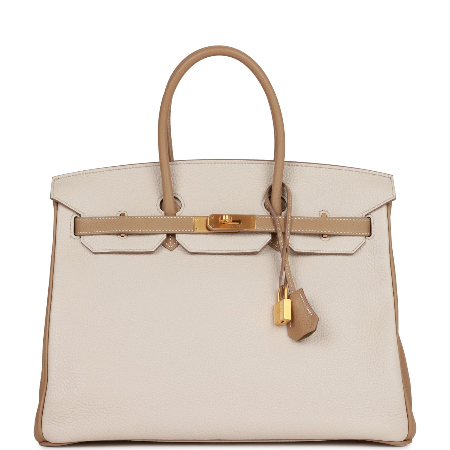 Hermes Special Order Hss Birkin Craie And Trench Clemence Gold Travel Bag
