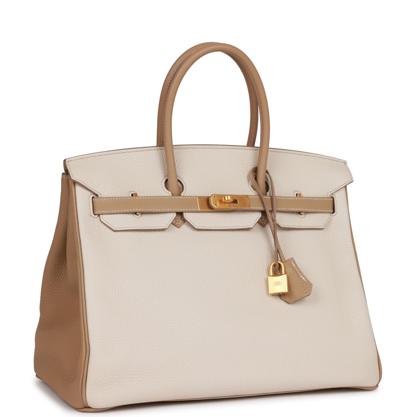 Hermes Special Order Hss Birkin Craie And Trench Clemence Gold Travel Bag