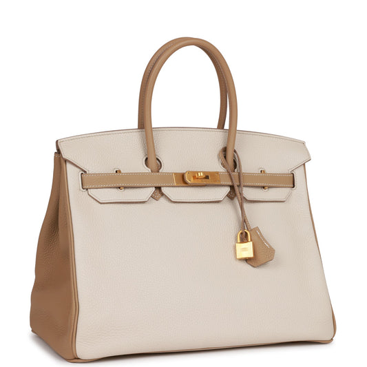 Hermes Special Order Hss Birkin Craie And Trench Clemence Gold Travel Bag