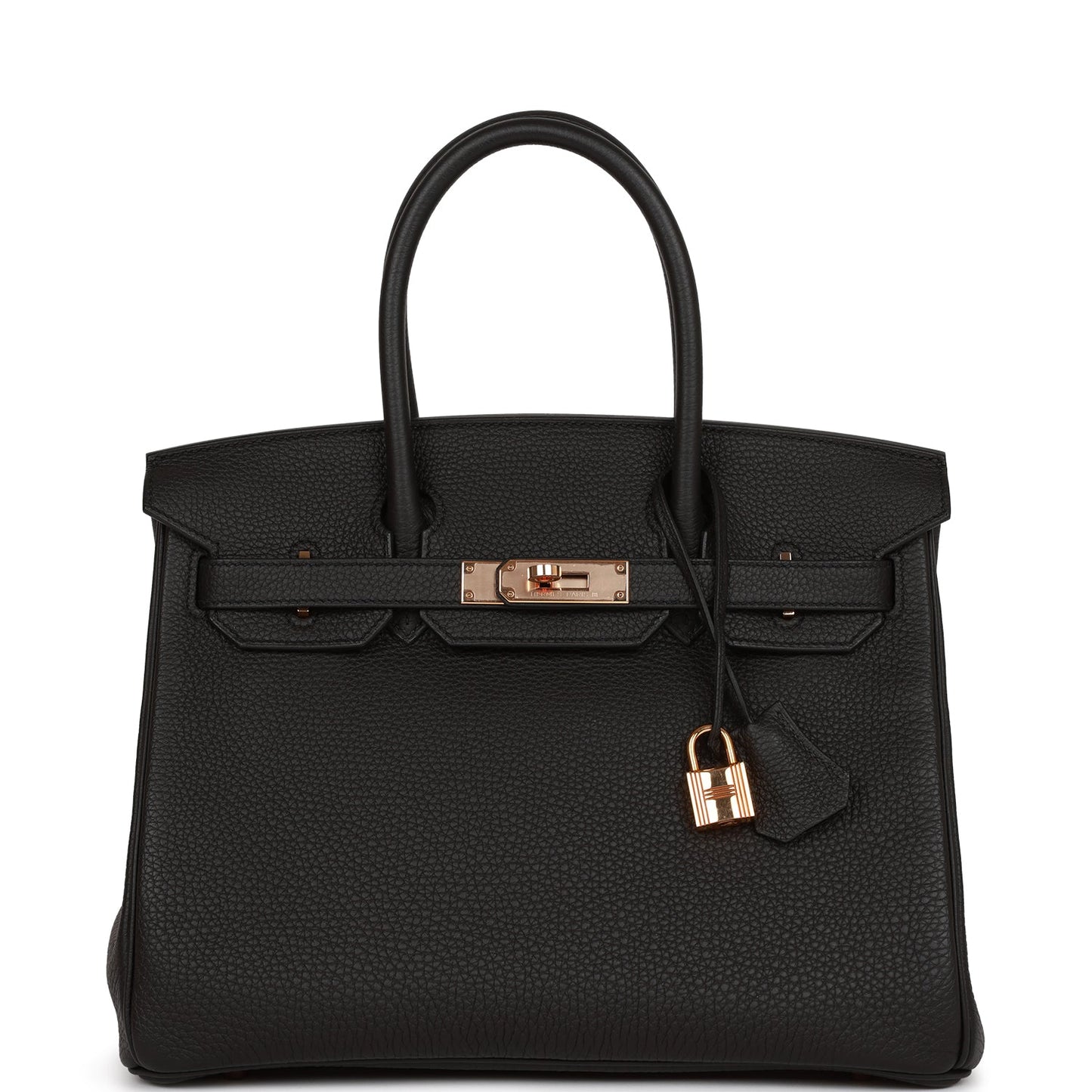 Hermes Birkin Togo Rose Hardware Handbag Black Gold Travel Bag 8