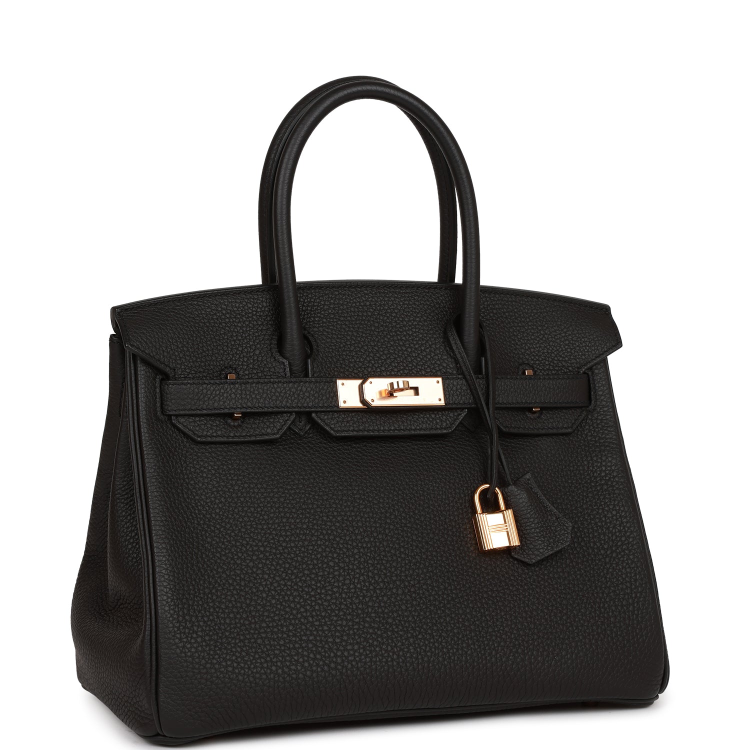 Hermes Birkin Togo Rose Hardware Handbag Black Gold Travel Bag 8