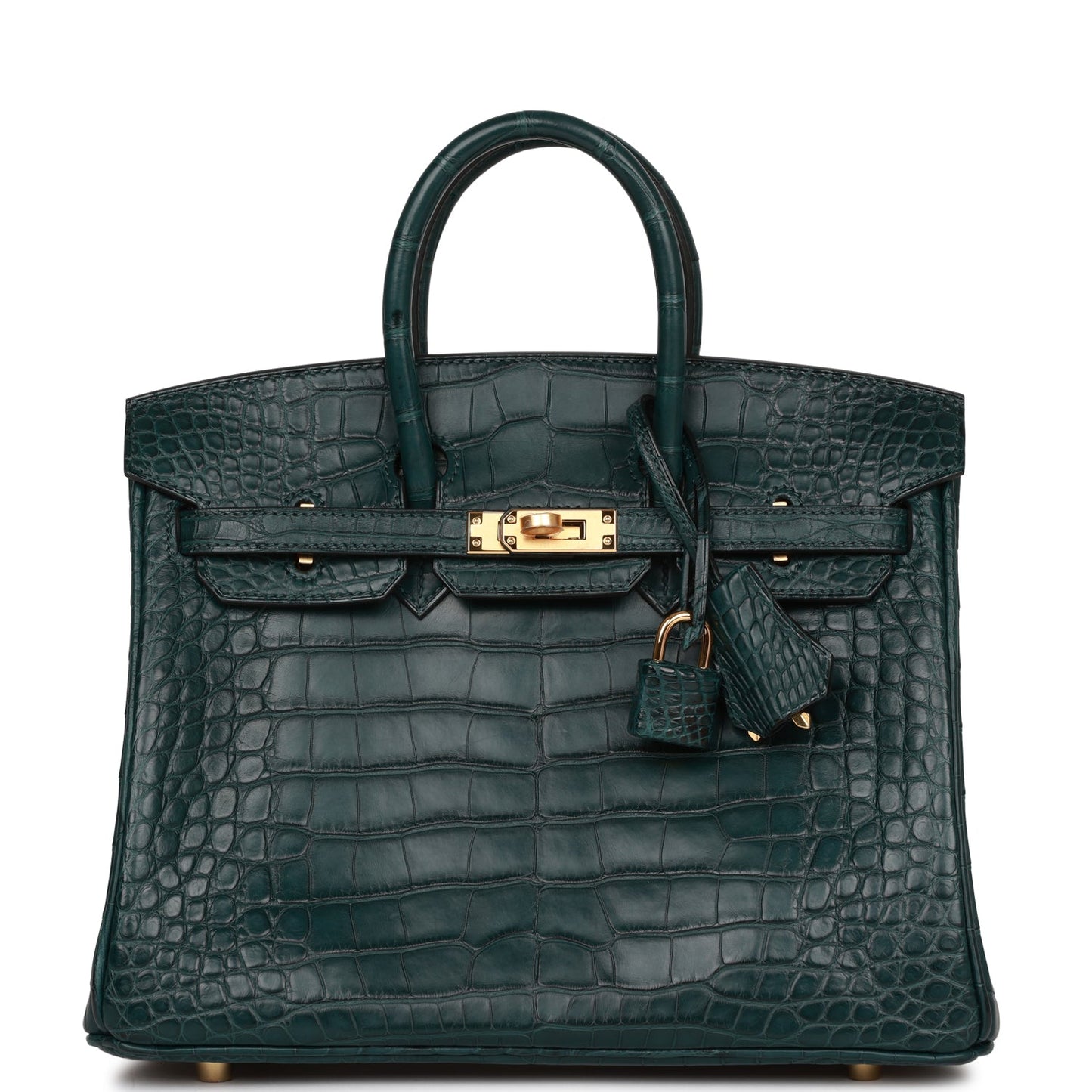 Hermes Birkin Vert Cypress Matte Alligator Hardware Handbag Gold Travel Bag