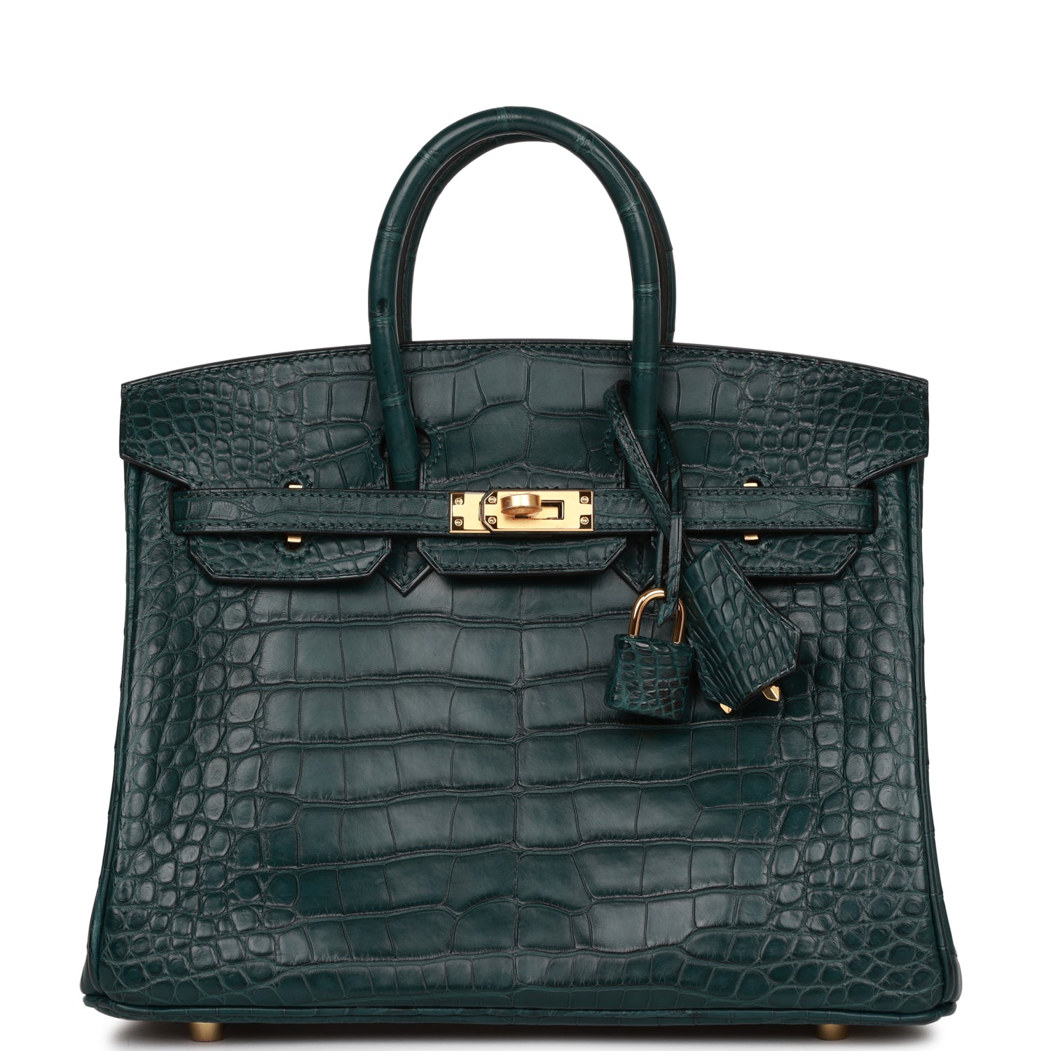 Hermes Birkin Vert Cypress Matte Alligator Hardware Handbag Gold Travel Bag