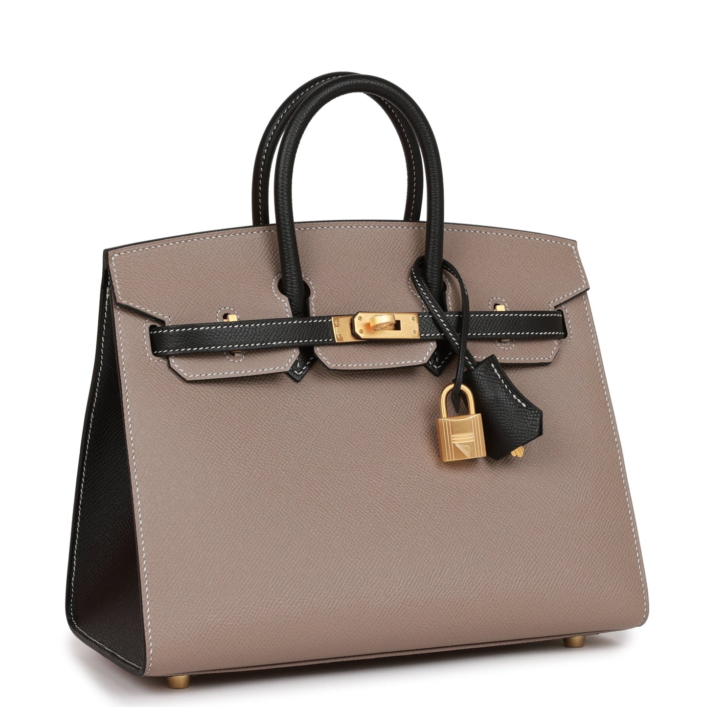 Hermes Birkin Sellier Etoupe And Epsom Brushed Hardware Black Gold Travel Bag