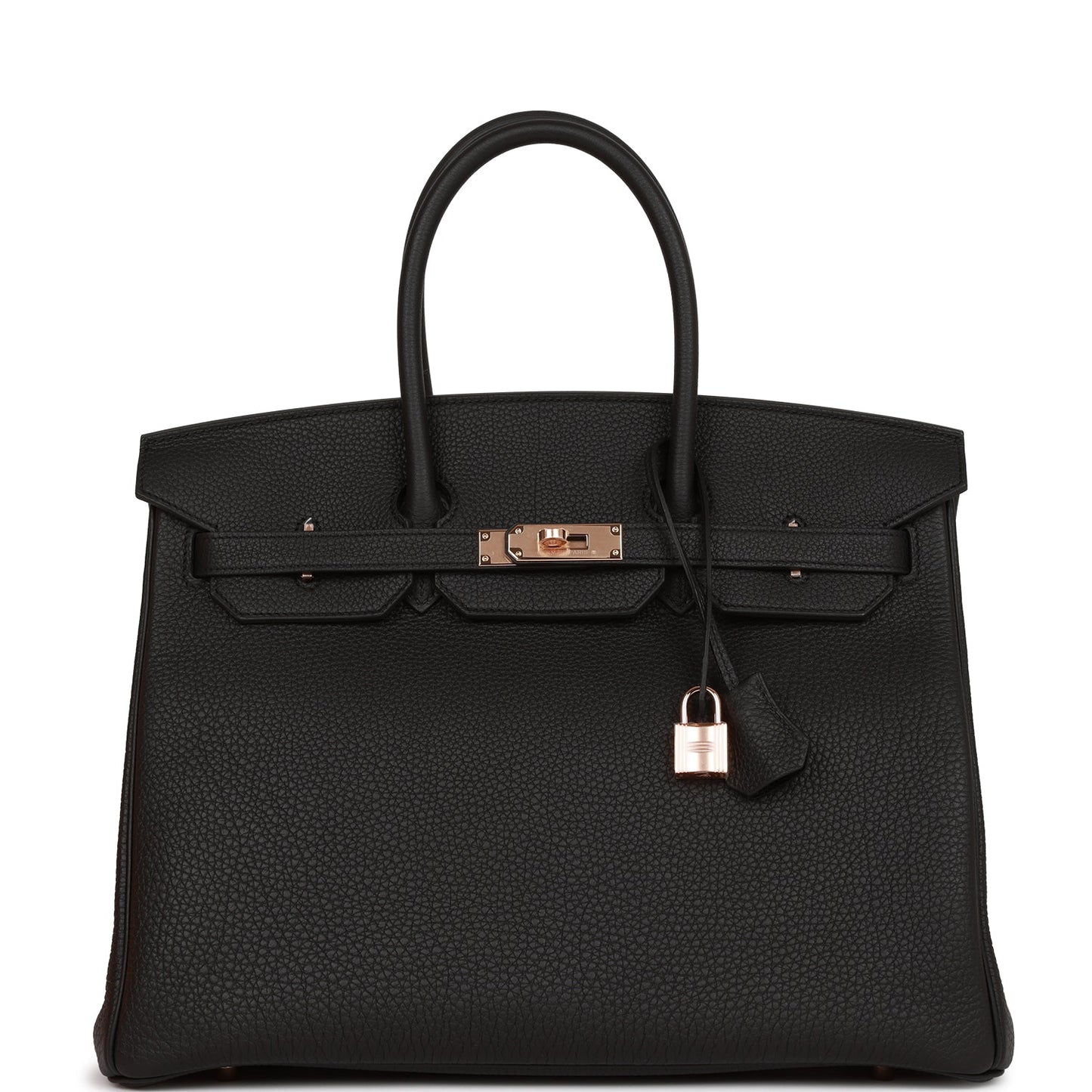Hermes Birkin Togo Rose Hardware Handbag Black Gold Travel Bag