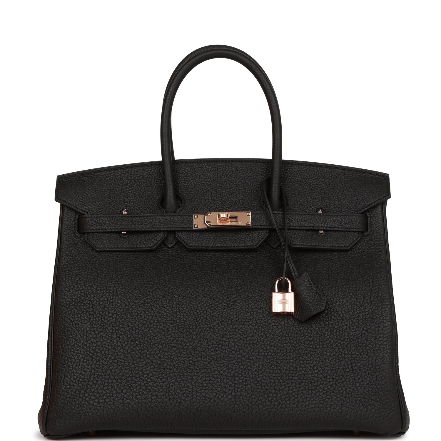 Hermes Birkin Togo Rose Hardware Handbag Black Gold Travel Bag