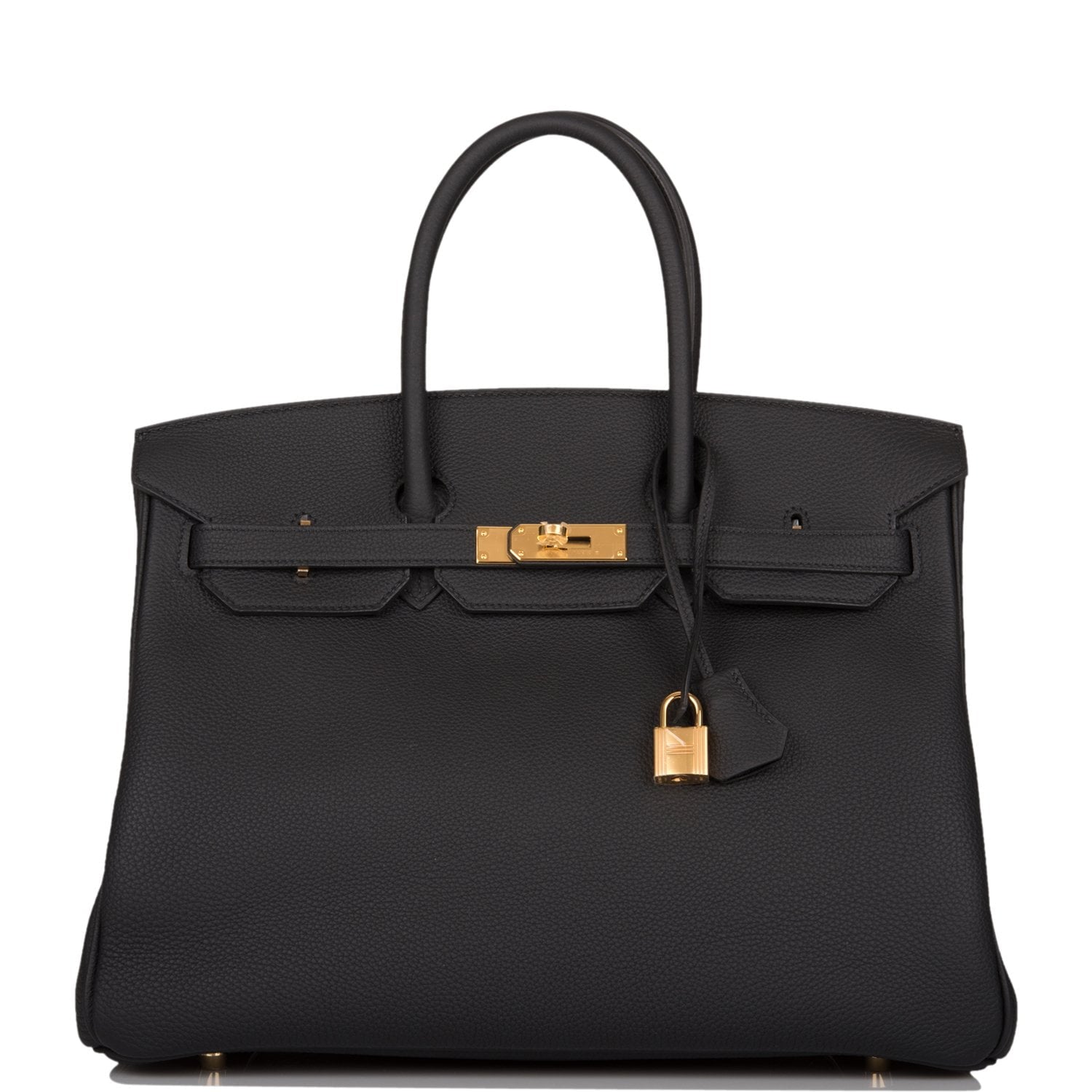 Hermes Birkin Togo Hardware Handbag Black Gold Travel Bag 19