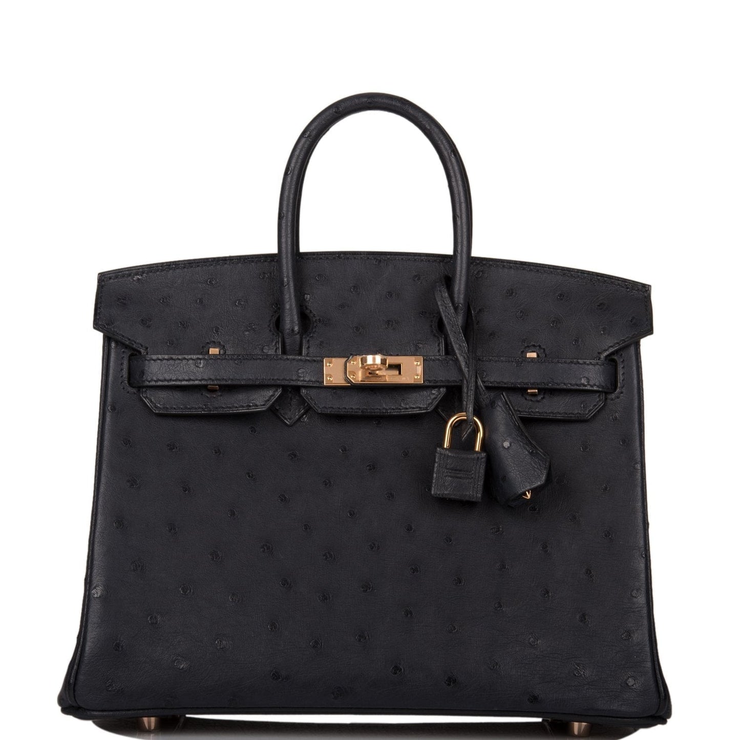 Hermes Birkin Bleu Indigo Ostrich Rose Hardware Handbag Gold Travel Bag Gold Hardware