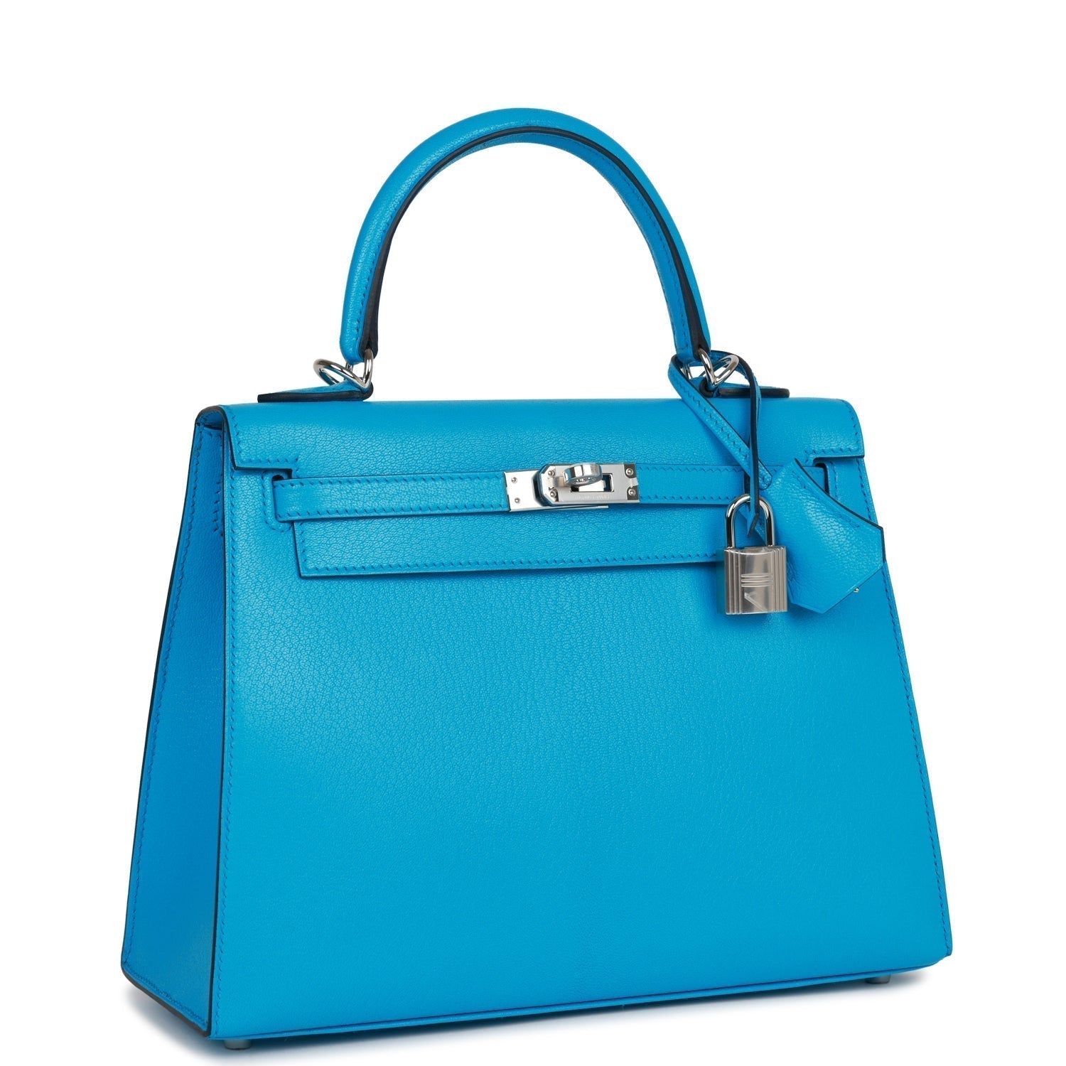 Hermes Kelly Sellier Bleu Frida Chevre Palladium Hardware Travel Bag
