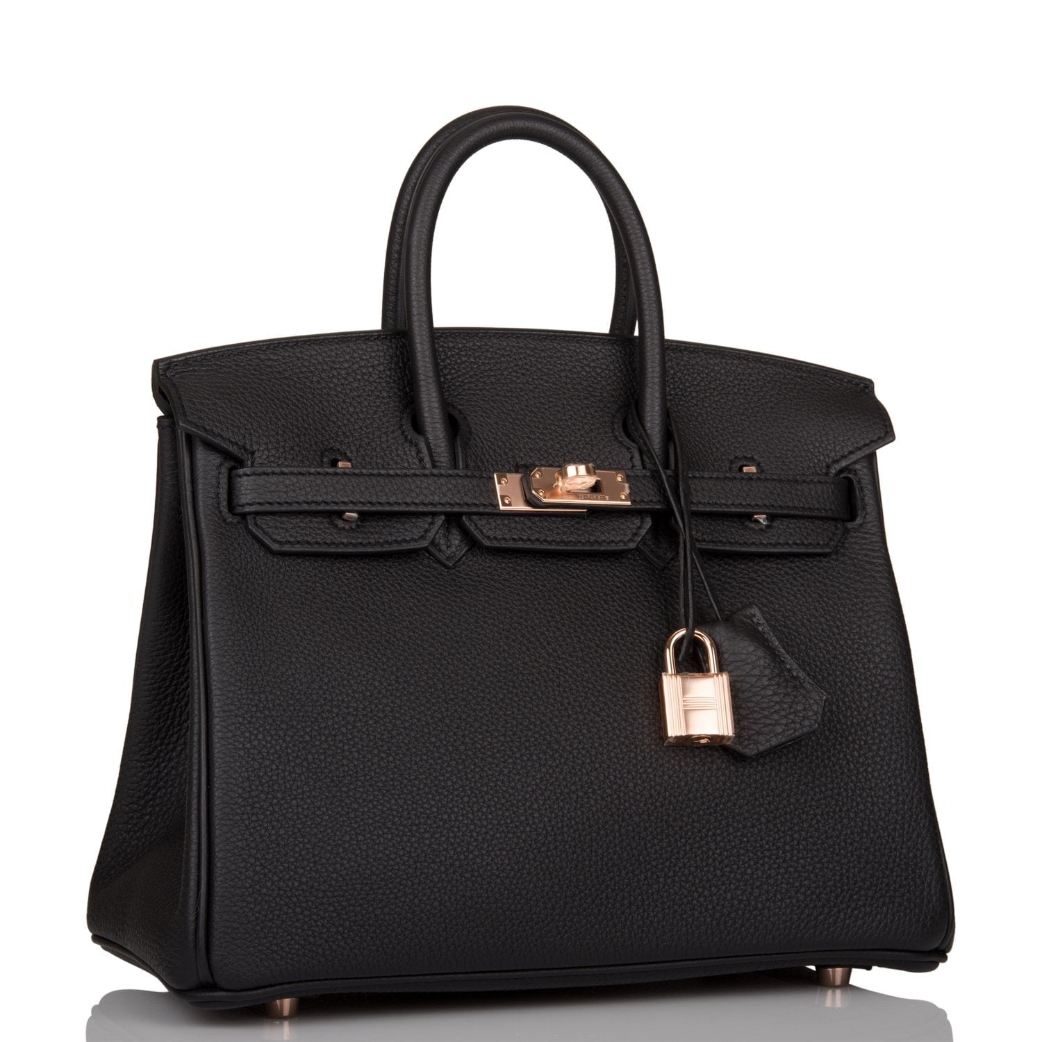 Hermes Birkin Togo Rose Hardware Handbag Black Gold Travel Bag 19