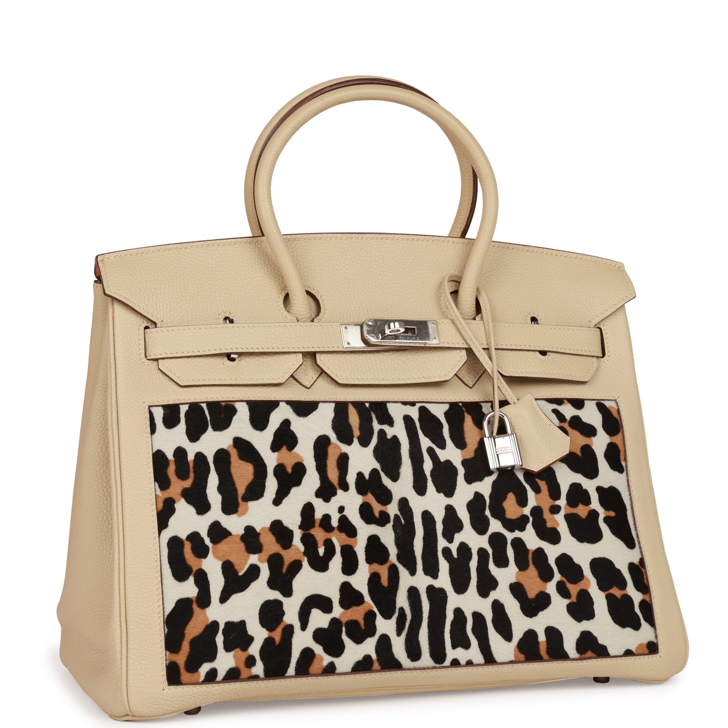 Hermes Birkin Parchemin Togo And Leopard Troika Palladium Travel Bag
